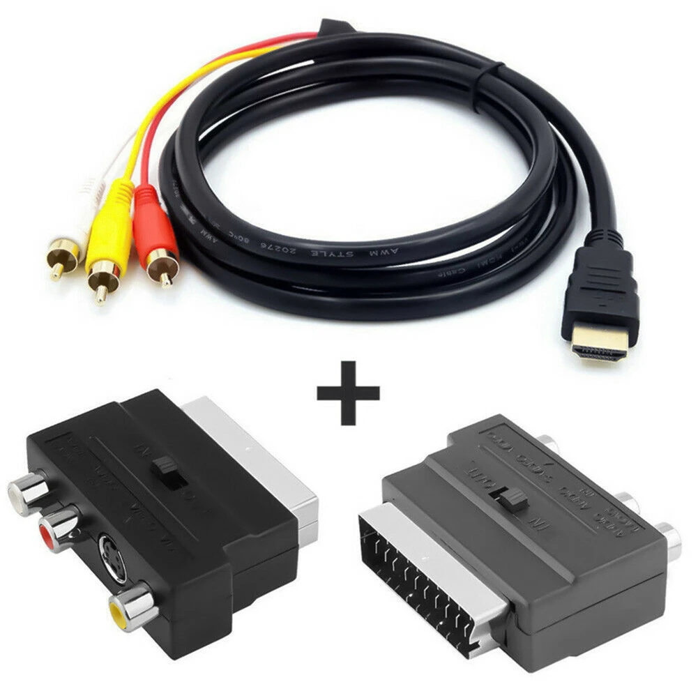 Herstellen benzine Tegen Hdmi-compatible To Rca Scart Cable Audio Connector Male S-video To 3 Rca  Scart 2-in-1 Adapter Cable For Tv Rca Port - Converters - AliExpress