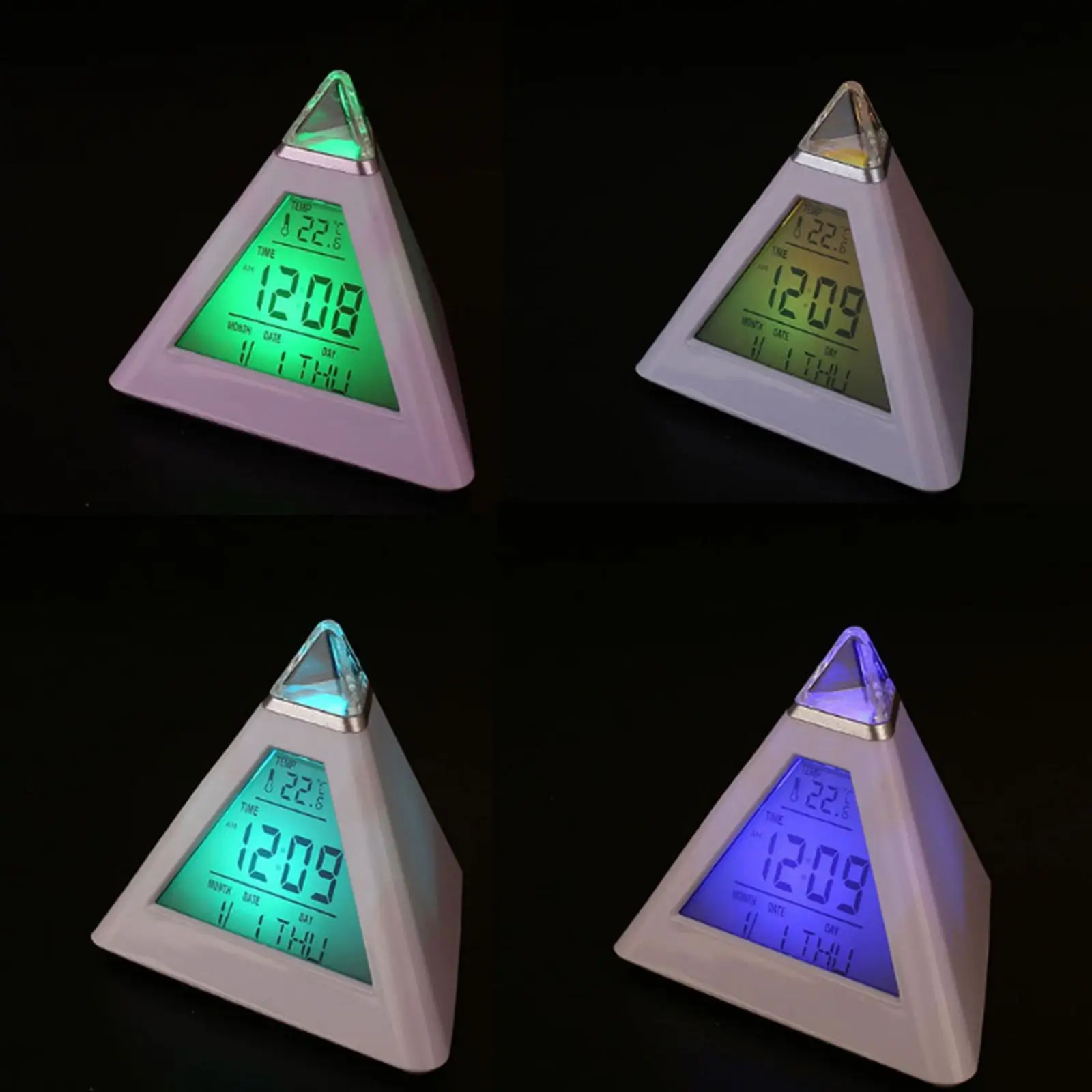 Digital Triangle Alarm Clock Decor Snooze Function Calendar Temperature Time Week Table Clock for Home Room