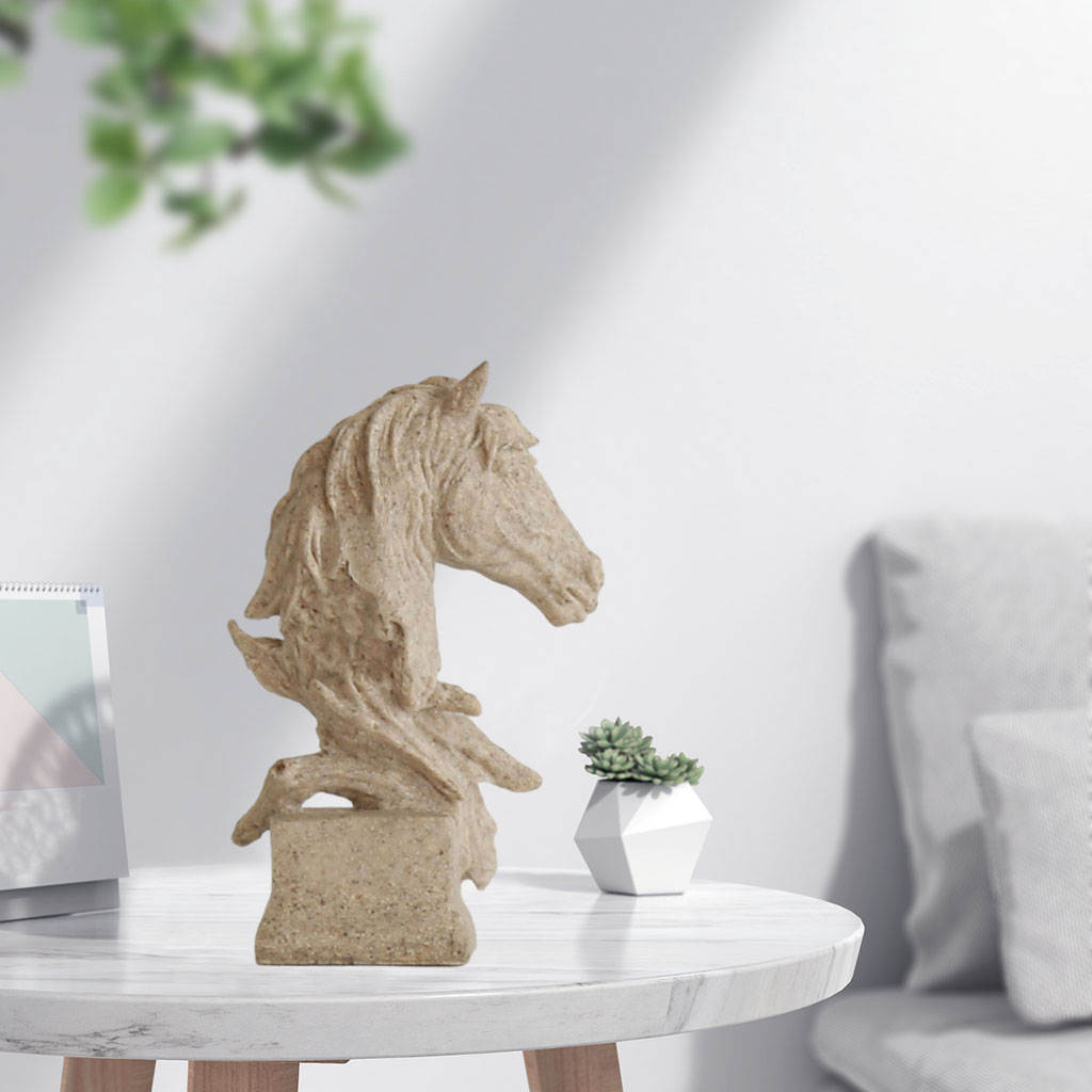 Horse Head Statue Farm House Living Room Decoration Desktop Table Wine Cabinet Arrangement Craft Furnishing Retro Sculpture