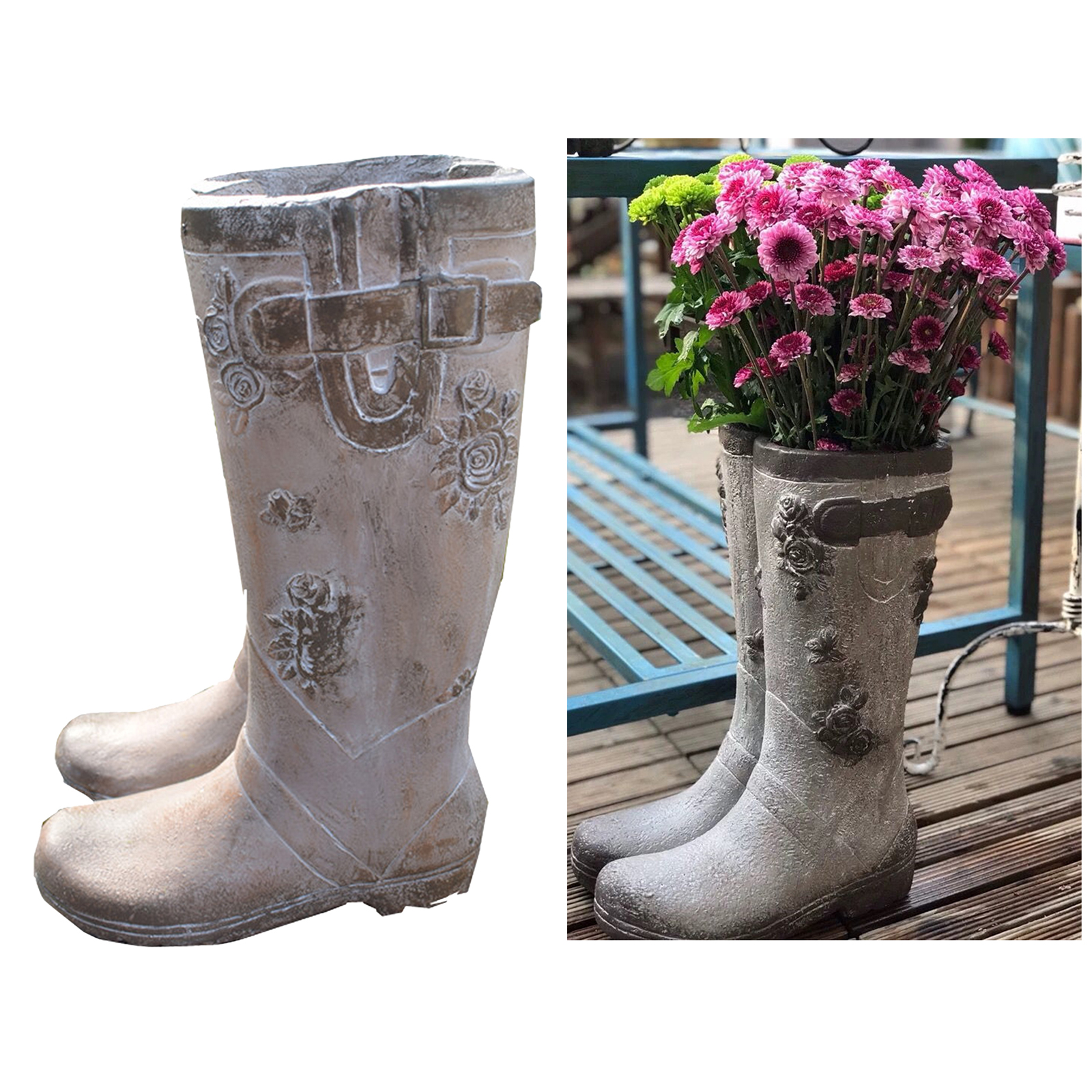 Vintage Style Rainboot Resin Garden Planter Flower Pot Potted Planting Holder Patio Lawn Decoration