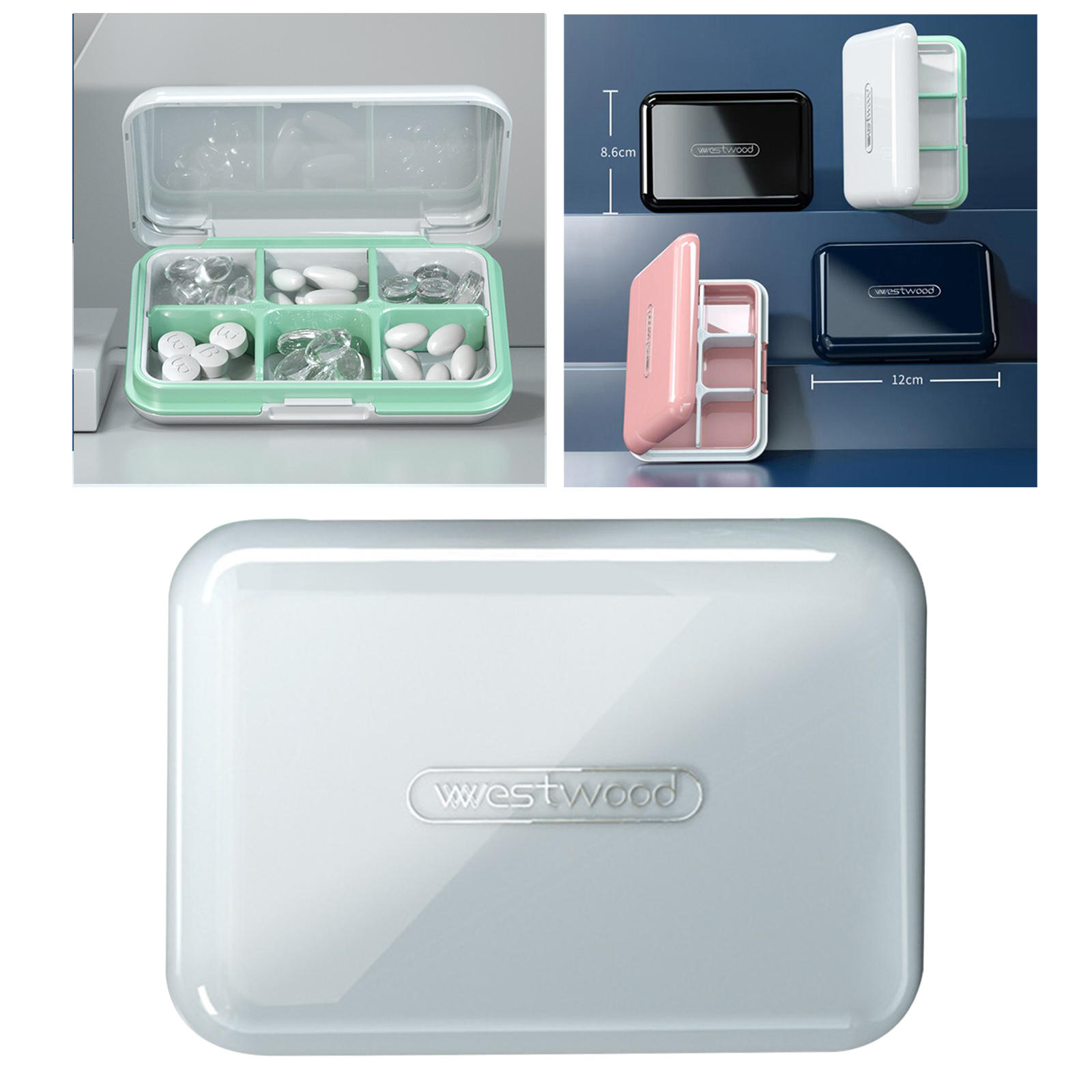 6 Grids Portable Pill Organizer Plastic Moisture Proof Dispenser Medicine Case for Medication Fish Oil Pills