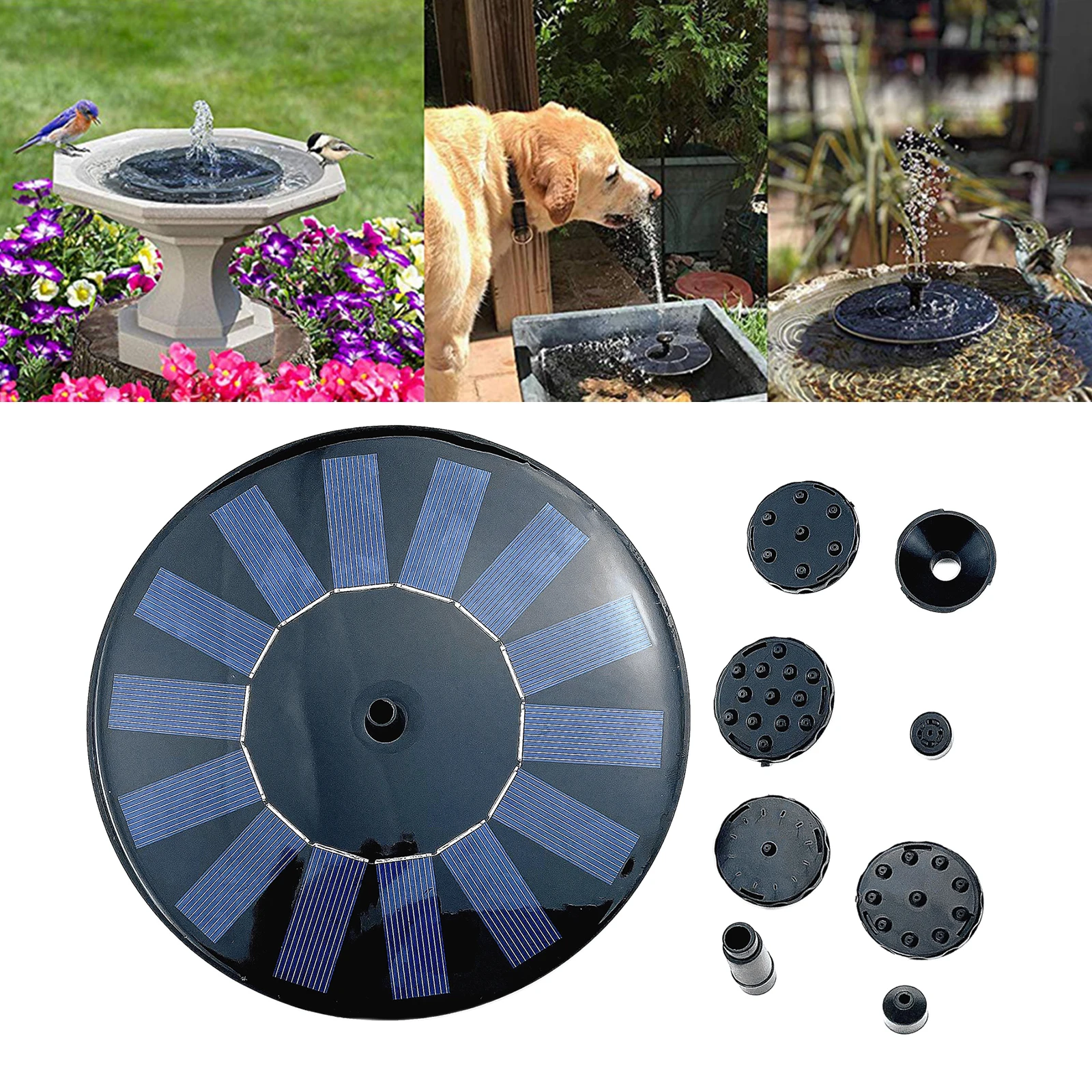 Solar Powered Floating Bird Bath Water Fountain for Outdoor Pond Pool Garden