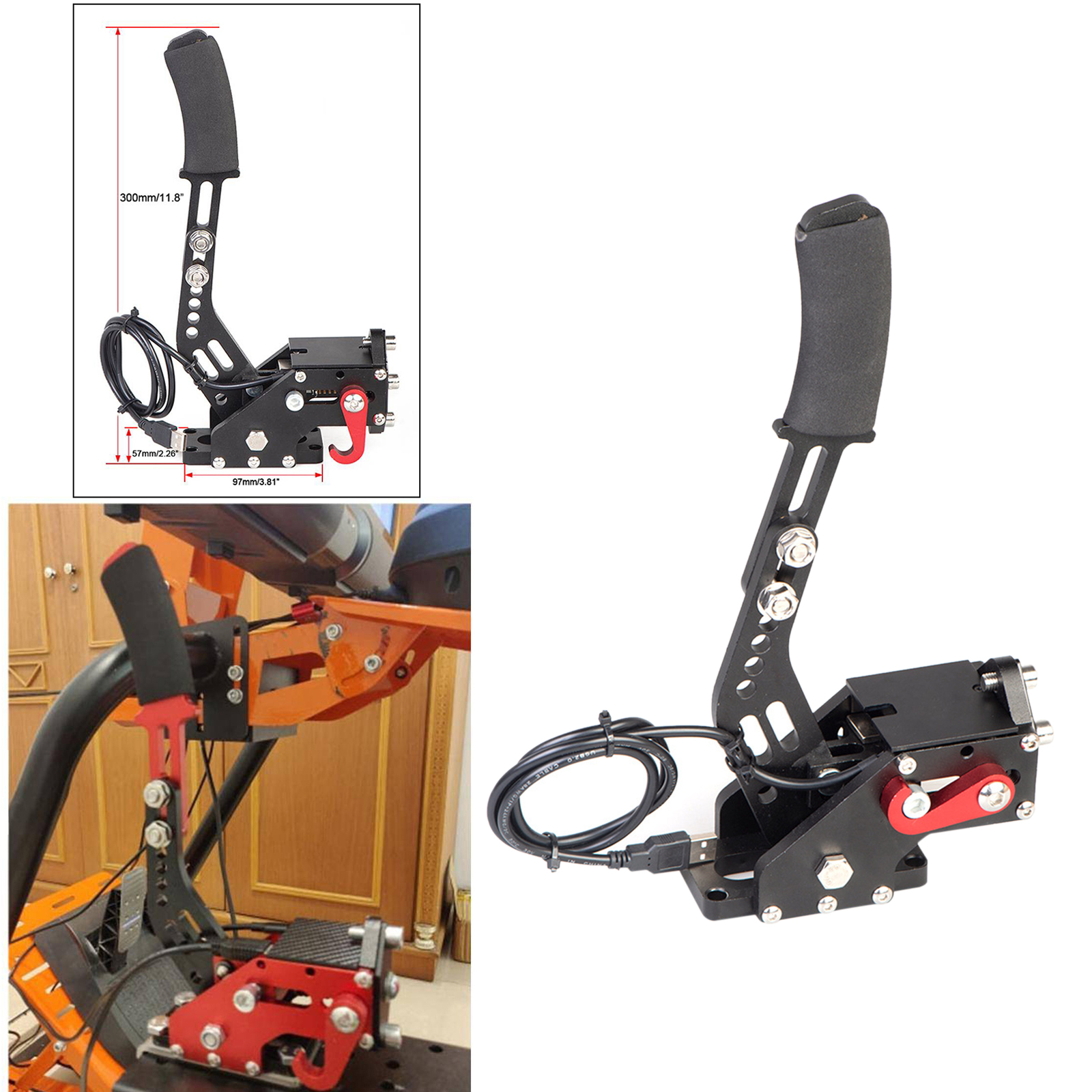 14Bit PC USB Handbrake SIM for Racing Games 14Bit Non-Contact Sensor 1pc