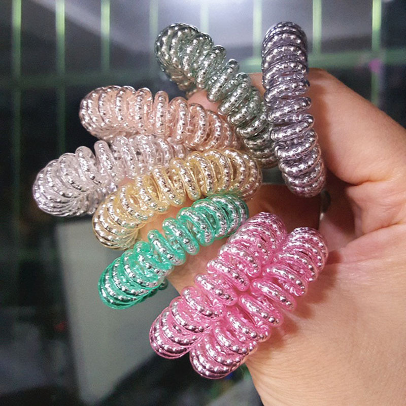 Neu Spirale Haar Krawatten Telefon Kabel Keine Falte Dent Leistungsstarke Grip Pferdeschwanz-halter Haar Zubehör für Frauen Mädchen – Detail 5