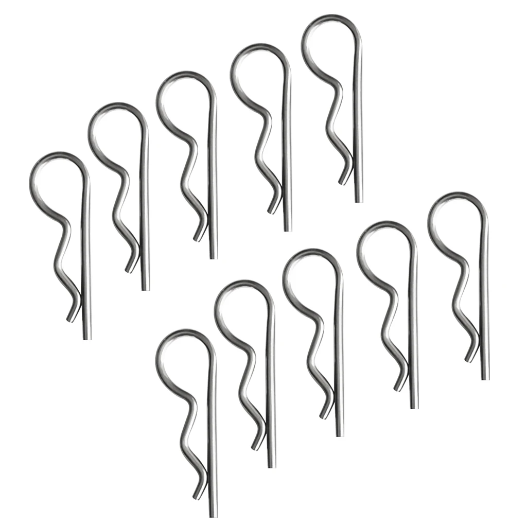 lot 10pc R Pins Shaft Retaining Clips Stainless Steel Hair Spring Cotter Pin