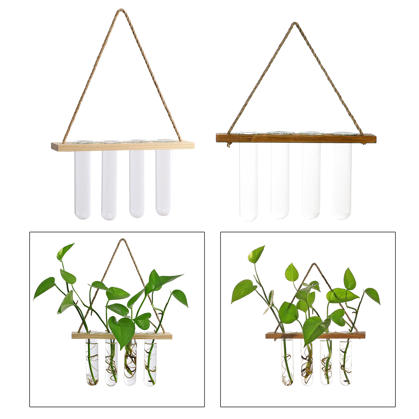 ing Clear Glass Tube Vases Planter Terrarium with Wooden er for Greenery Hydroponic Plant