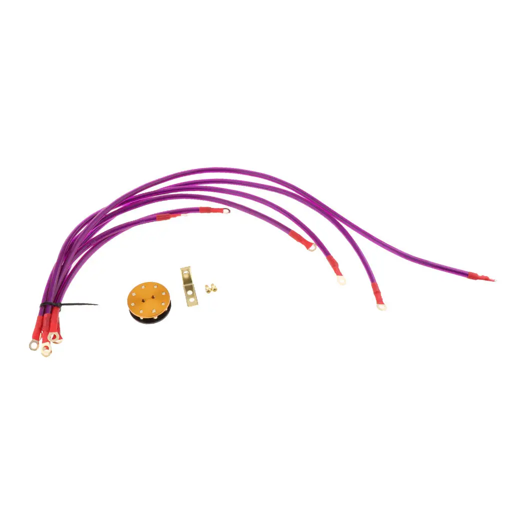 1 Set 6-Point Car High Performance Grounding Earth Cable Wire Kits Purple