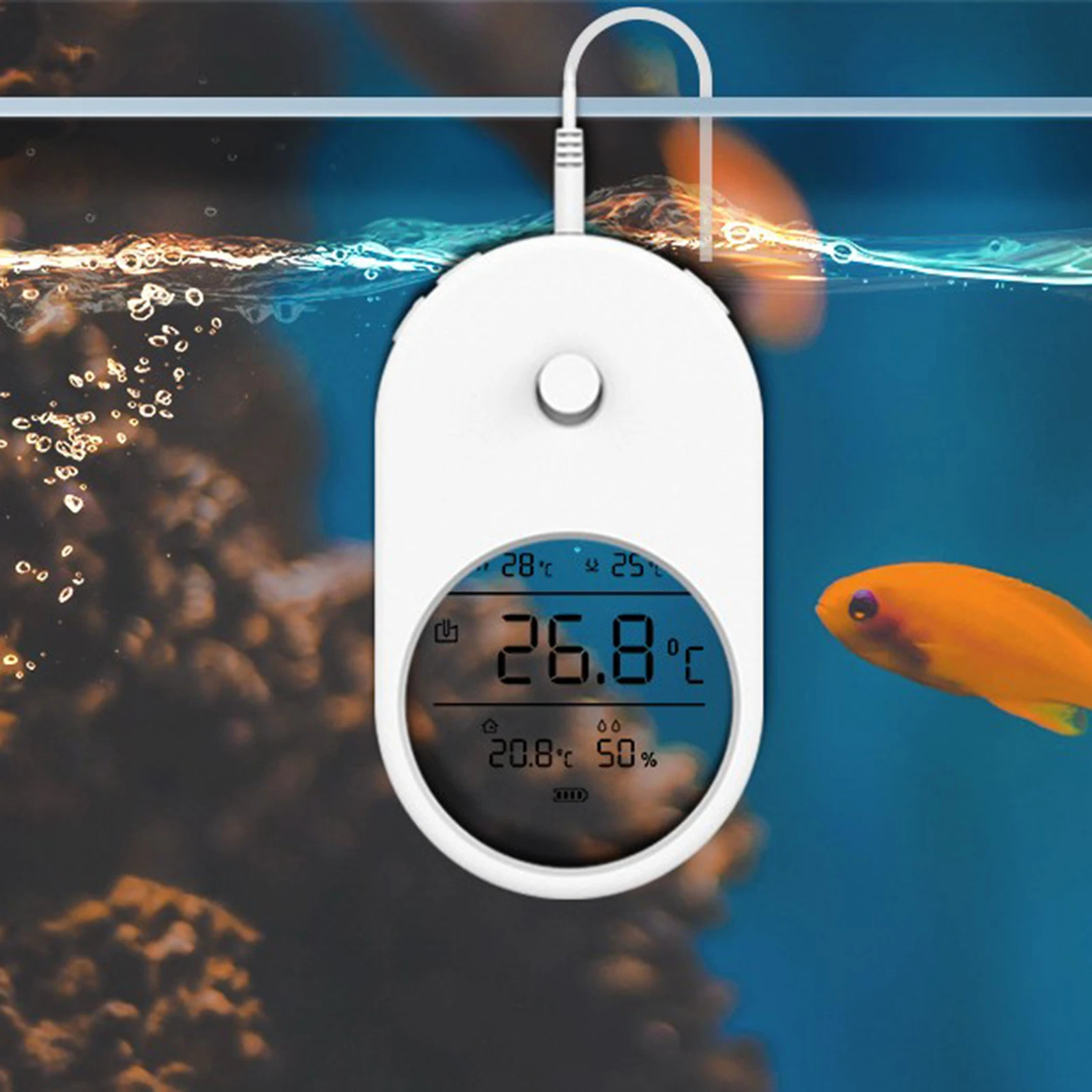 3 in 1 LCD Aquarium Thermometer Fish Tank Temperature Measurement for Fish Amphibians Saltwater Freshwater