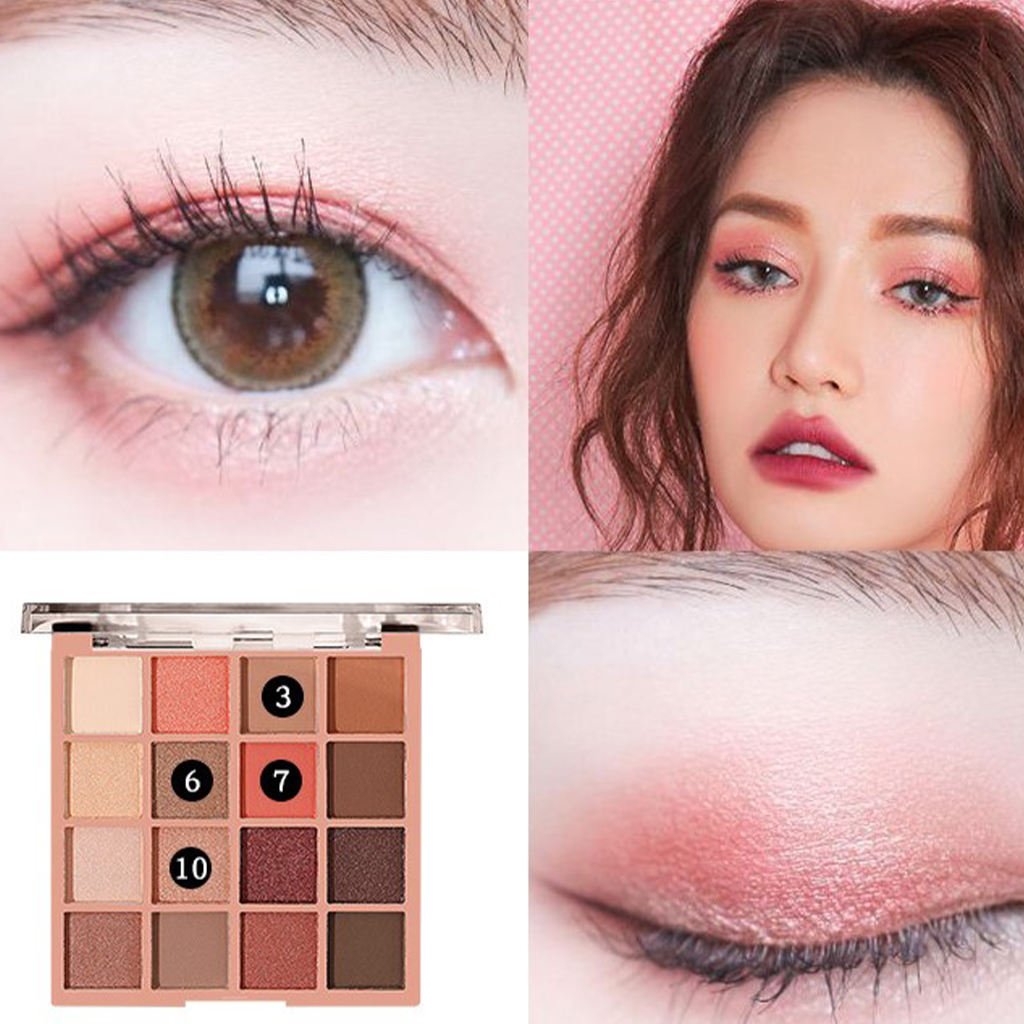 Eyeshadow Palette Earth Color 16 Color Eye Cosmetic Waterproof Make up Board Easy to Blend Eye Shadow Powder Glitter Highlighter