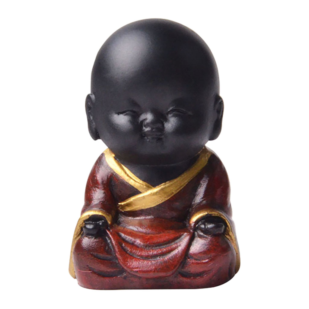 Seated Baby Monk Figurines Little Buddha Statue Resin Crafts for Home Office