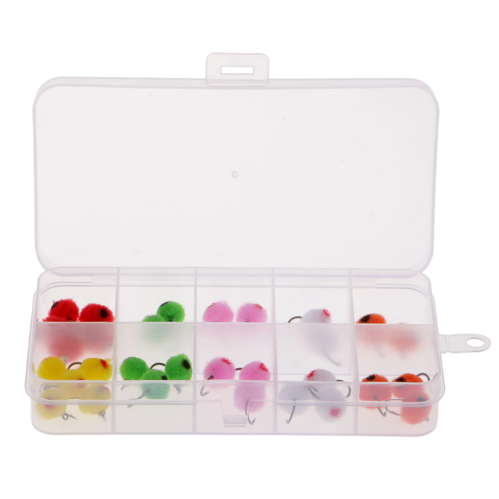 36pcs Glo Bug Egg Fly Salmon Trout Fly Fishing Flies Brass Beadhead, Mixed 6 Colors