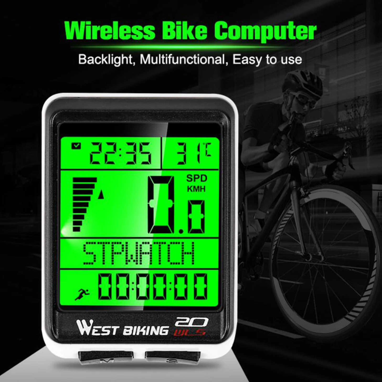 Wireless Waterproof Bicycle Bike LCD Digital Computer Speedometer Odometer