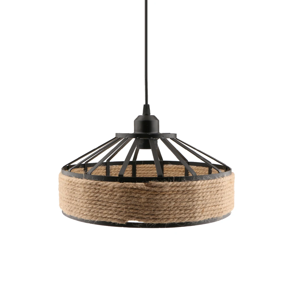 Industrial Metal Manila Rope Twined Ceiling Lampshade Restaurant Home Decor