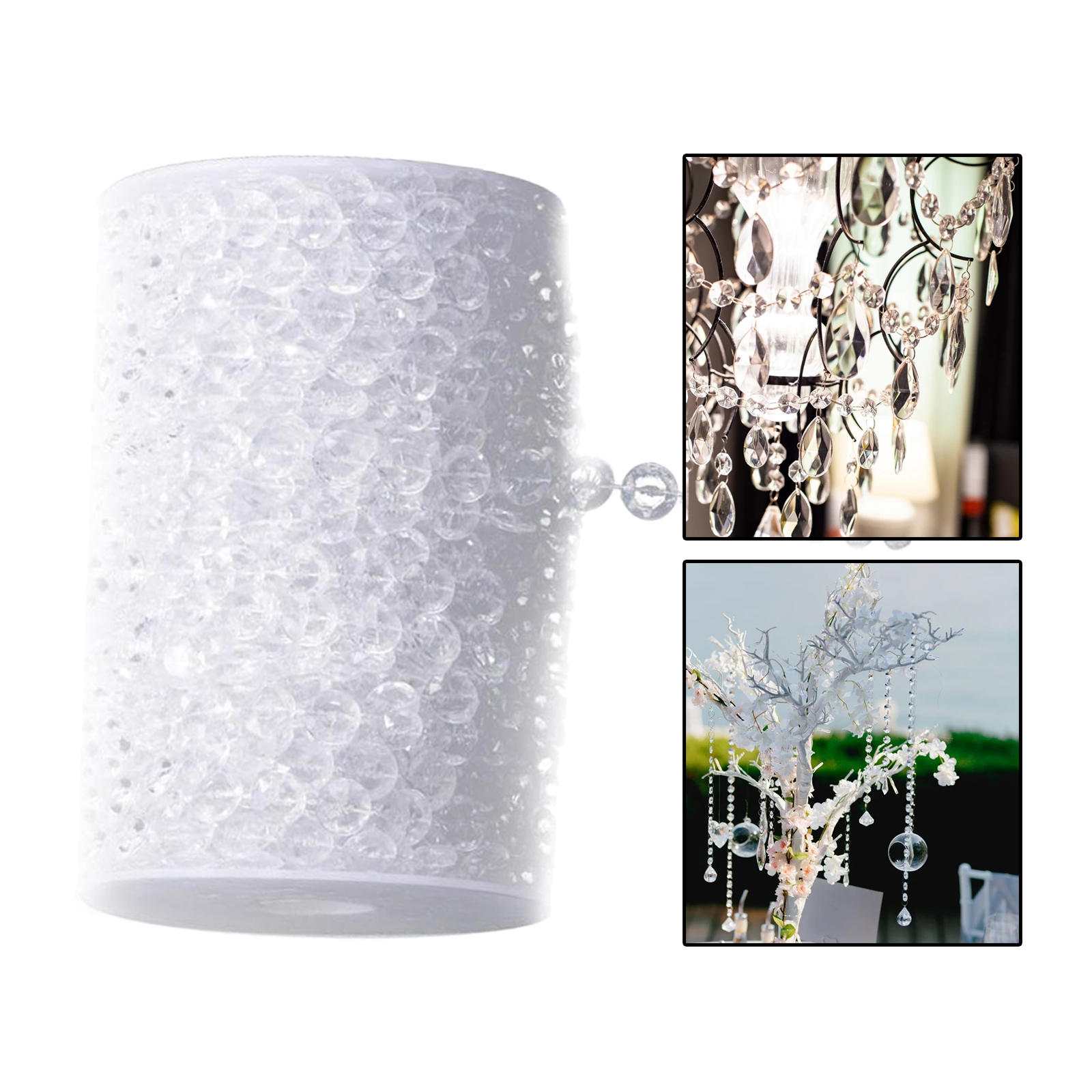 30m Acrylic Beads Strand Line Chain Wedding Party Diamond Crystal Garland Decors Rhinestone Curtain