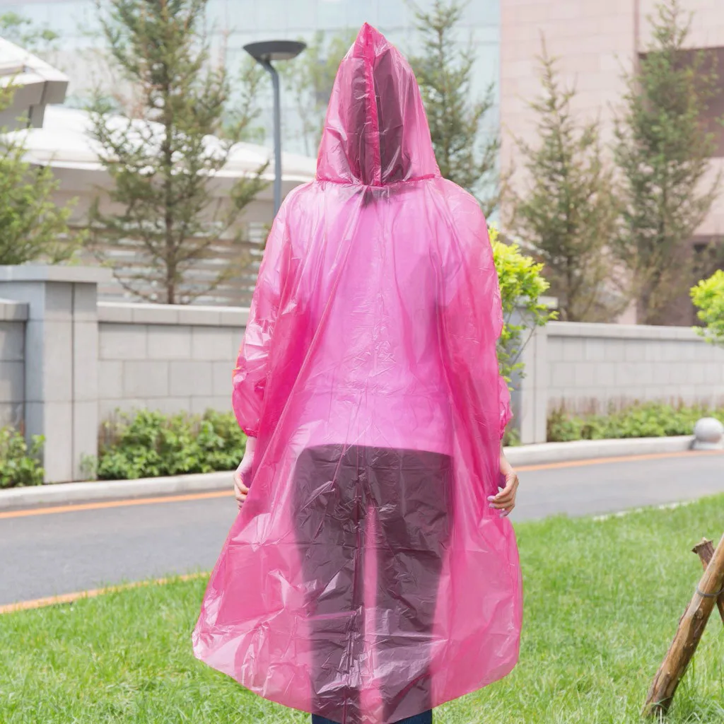 PEVA Adults/Kids Waterproof Raincoat Poncho Reusable Hood For Festivals Camping 