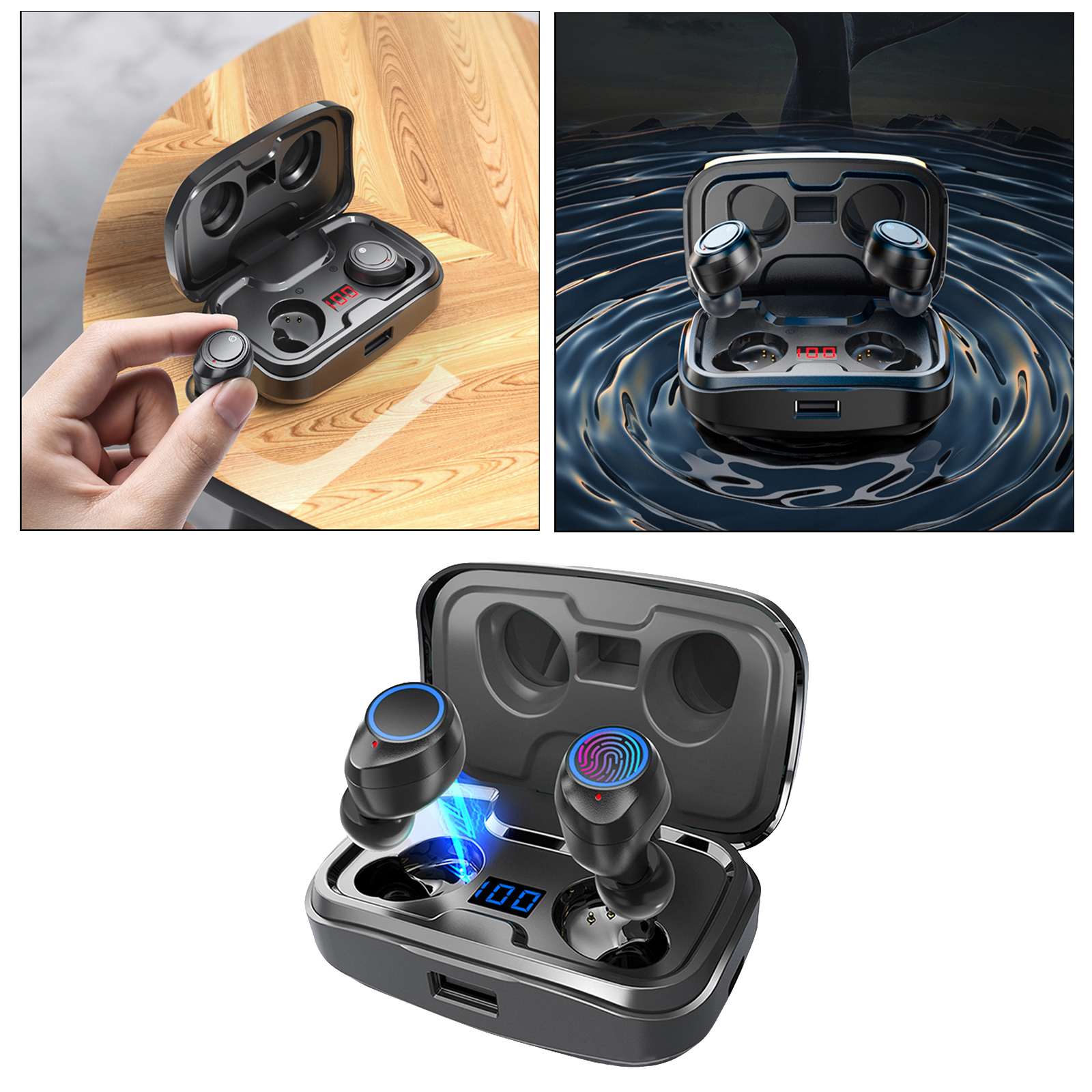 Waterproof Bluetooth TWS Earbuds Headphone Headsets Earphones 3500mAh w/Mic