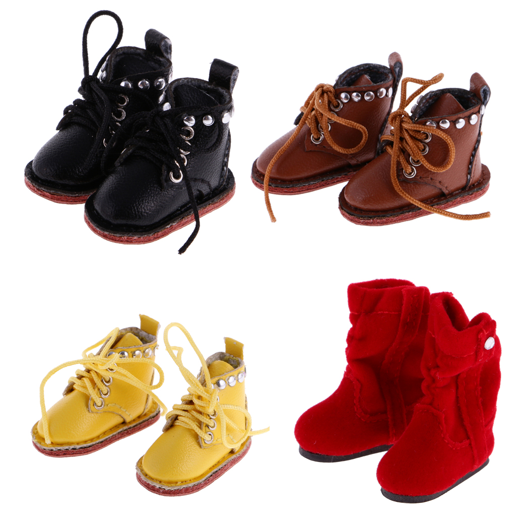 Pair of Doll Shoes PU Leather Boots for 12'' Blythe Doll Clothes Dress Up