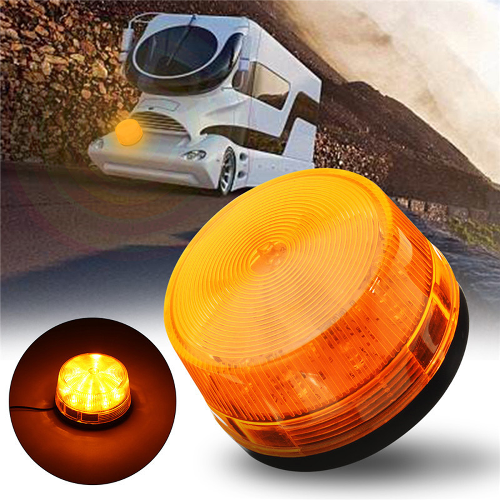 LED Warning Flash Beacon Lights, Amber Warning Safety Strobe Lights with Magnetic Base for Vehicle Truck Carts Car Bus