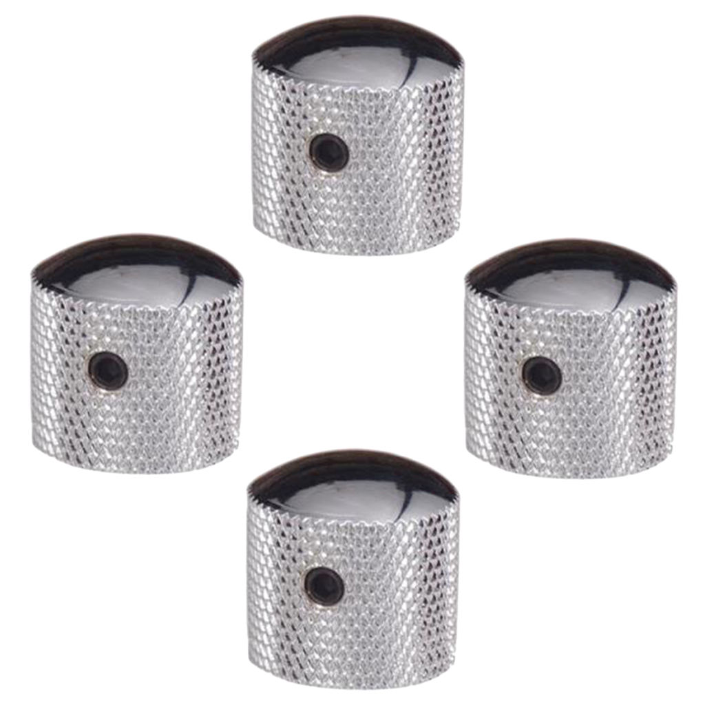 4 Pieces Silver Guitar Bass Knobs Screw Fixing  & Volume Knobs for  Electric Guitar Parts