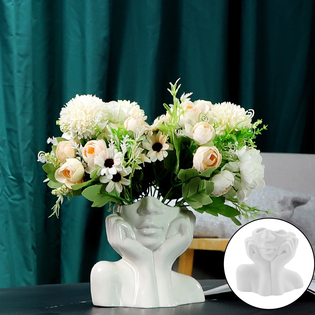 Creative Ceramic Female Form Face Vase Cute Chic Modern Desk Decoration Flower Arrangement