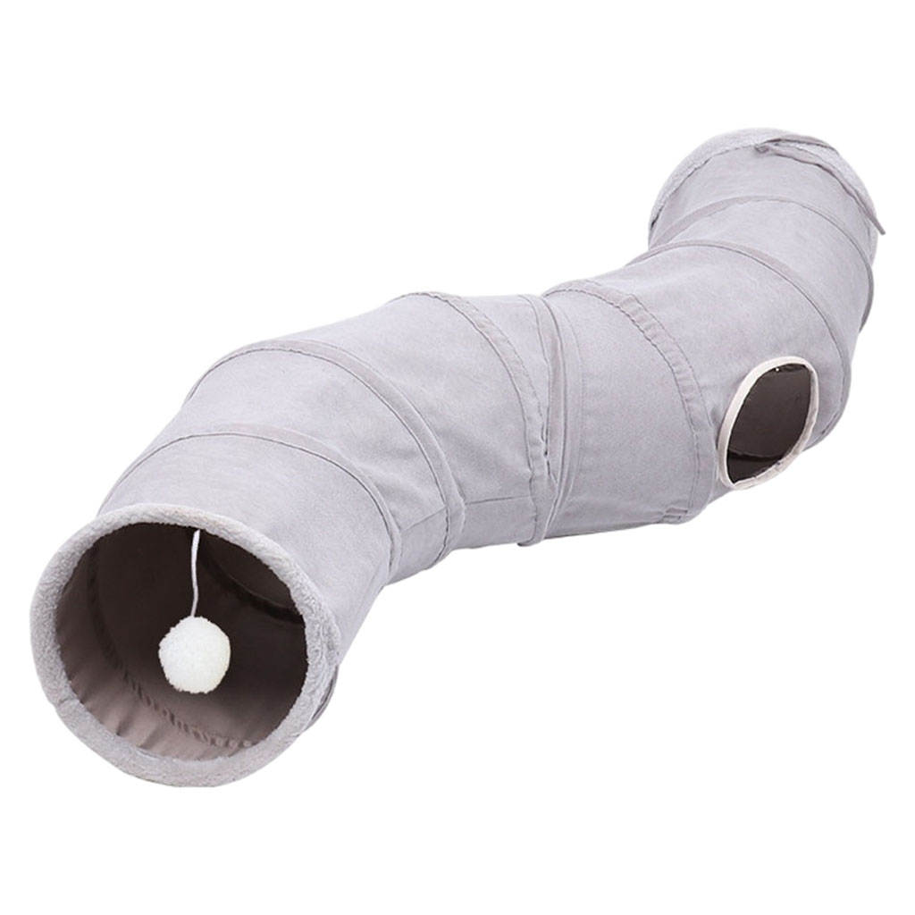 Comfortable Collapsible Cat Tunnel Tube Interactive Toy Bed with Play Ball and Peek Holes Tent for Puppy, Kitty, Kitten, Rabbit
