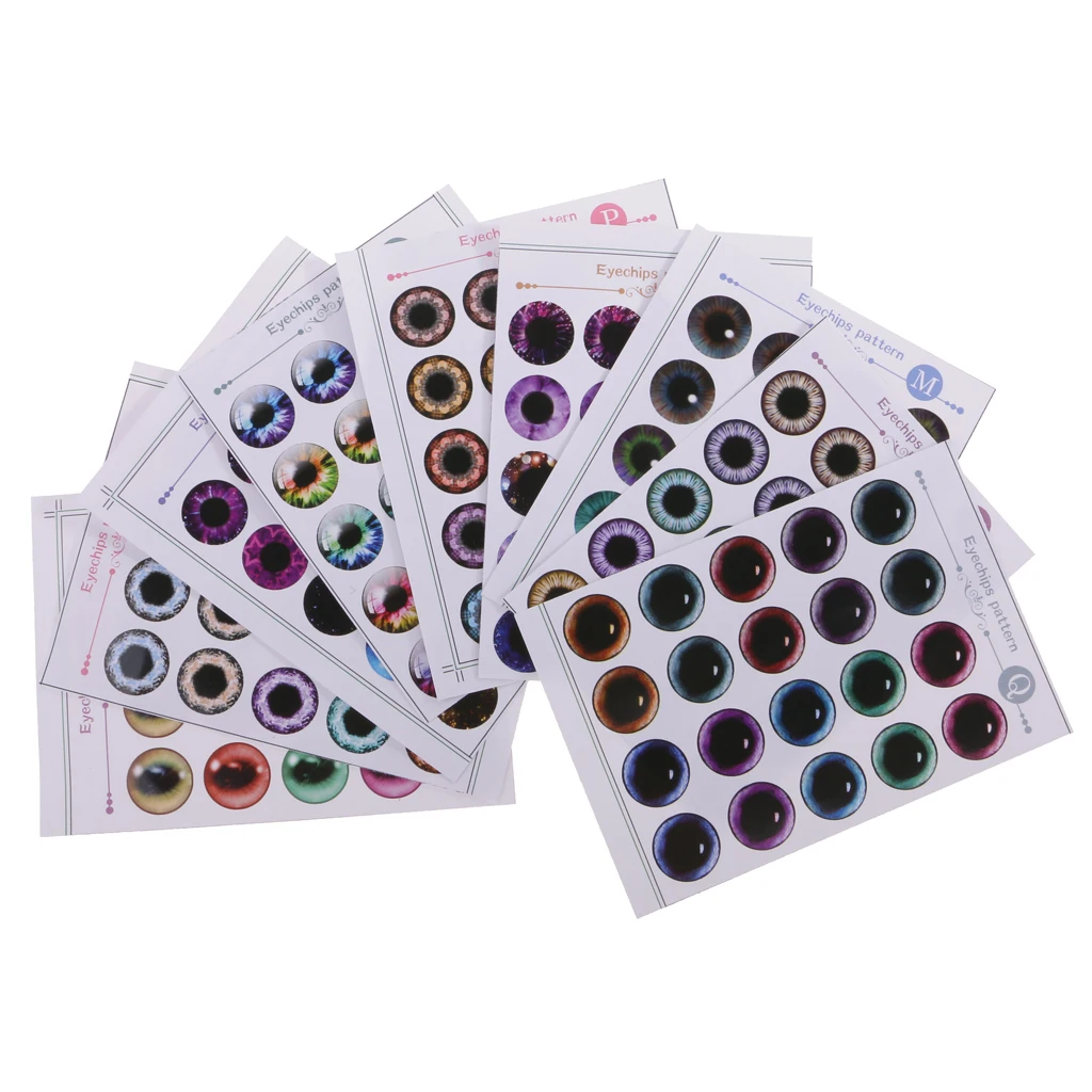 9 Sheets Doll Eyes Chips Pattern Without UV Glue For 12'' Blythe Dolls (J-R)