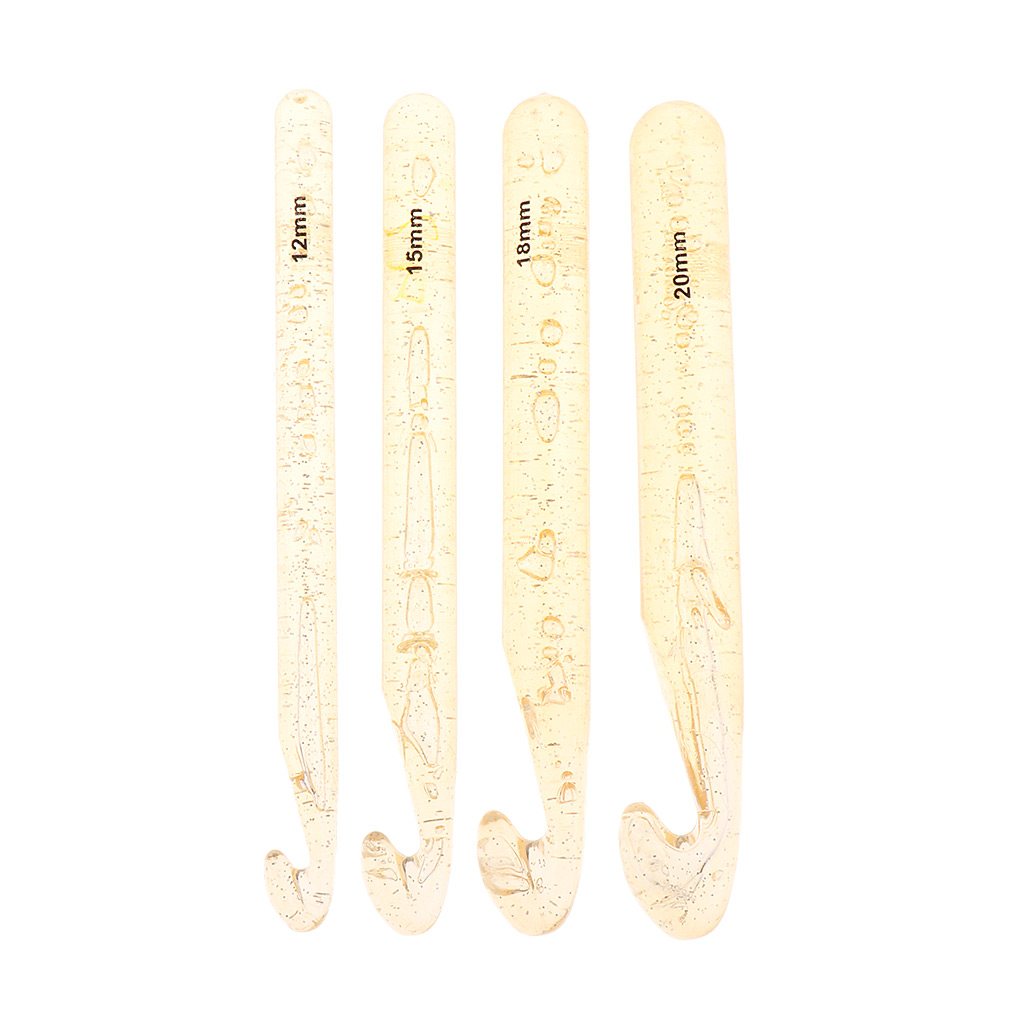 4 Sizes Large Chunky Crochet Hooks Needle Knitting Needle Weaving Tools for Beginners, Assorted Size 12mm 15mm 18mm 20mm