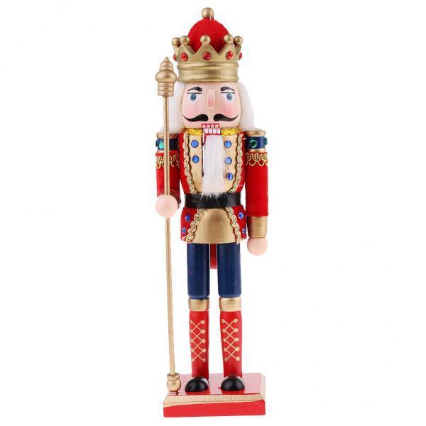 2x30cm Wooden Nutcracker Solider Figures Model Puppet Doll Toy Home Decor Red