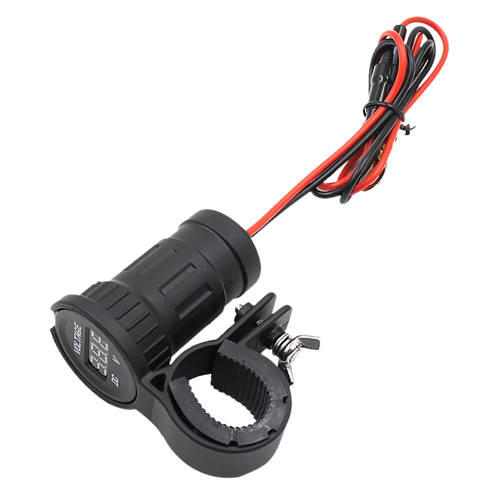 12V 24V 10A Motorcycle ATV Waterproof Red LED Digital Display Voltmeter