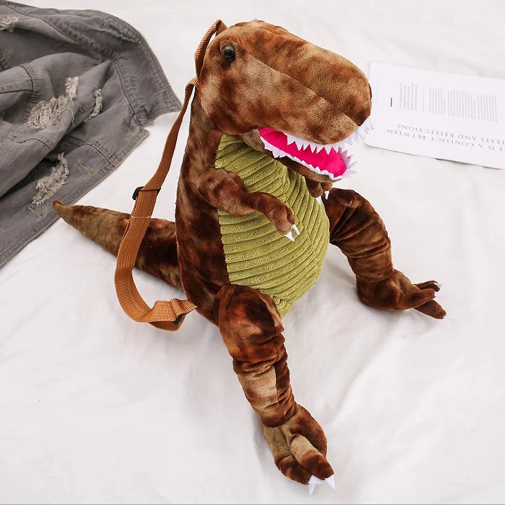 Cute Backpack for Child Toddler Dinosaur Plush Doll Bags Gift Brown