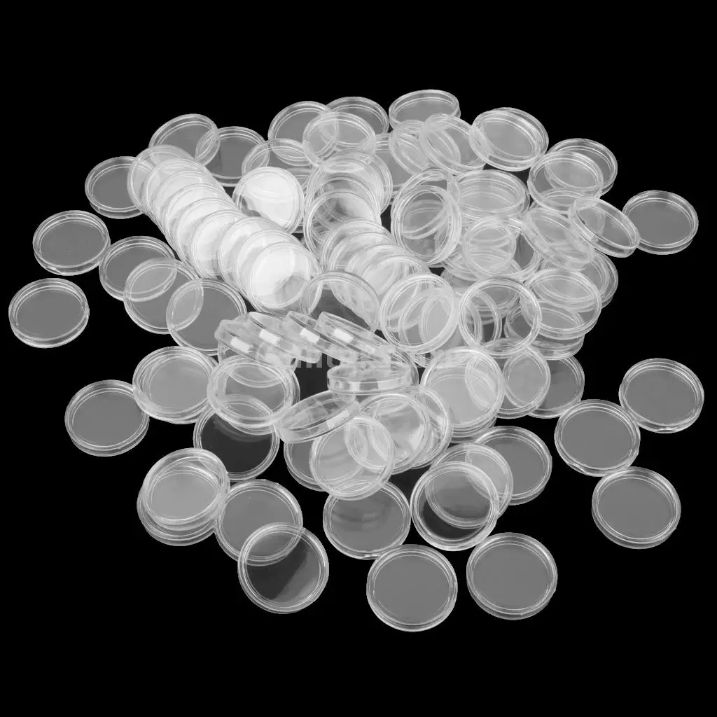 200x 21mm Applied Clear Round Case Coin Storage Capsule Holder Round Plastic