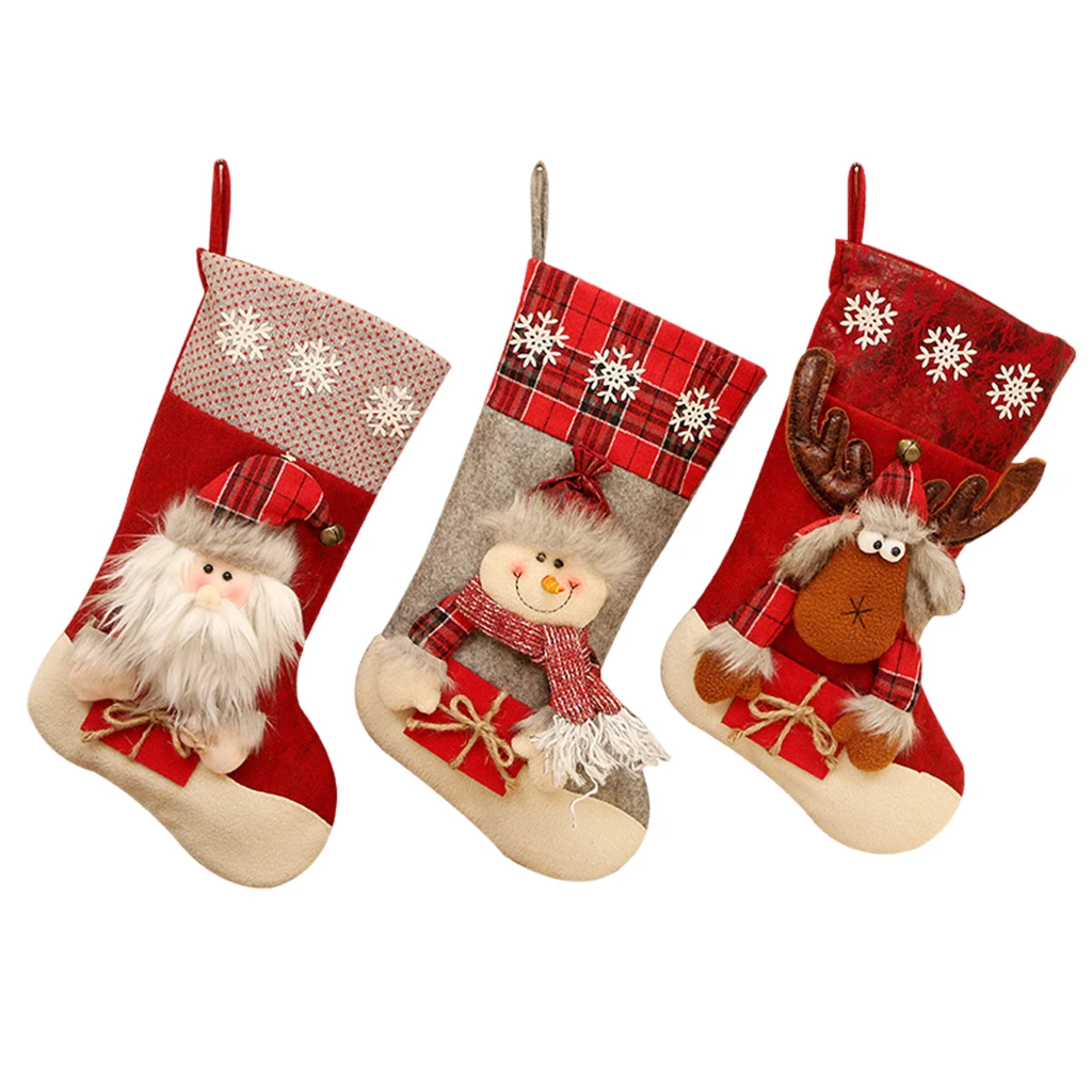 Chritsmas Stocking Kit Candy Gift Bag Chritsmas Tree Decorations Hanging Ornaments Holiday Present for Friends