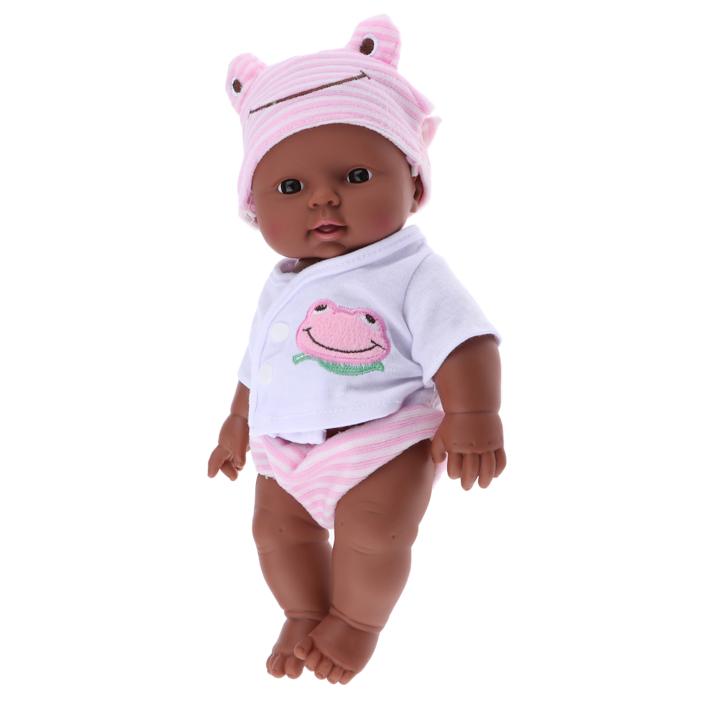 Real Life 12inch Reborn African Black Baby Doll Soft Vinyl Newborn Doll Toy for