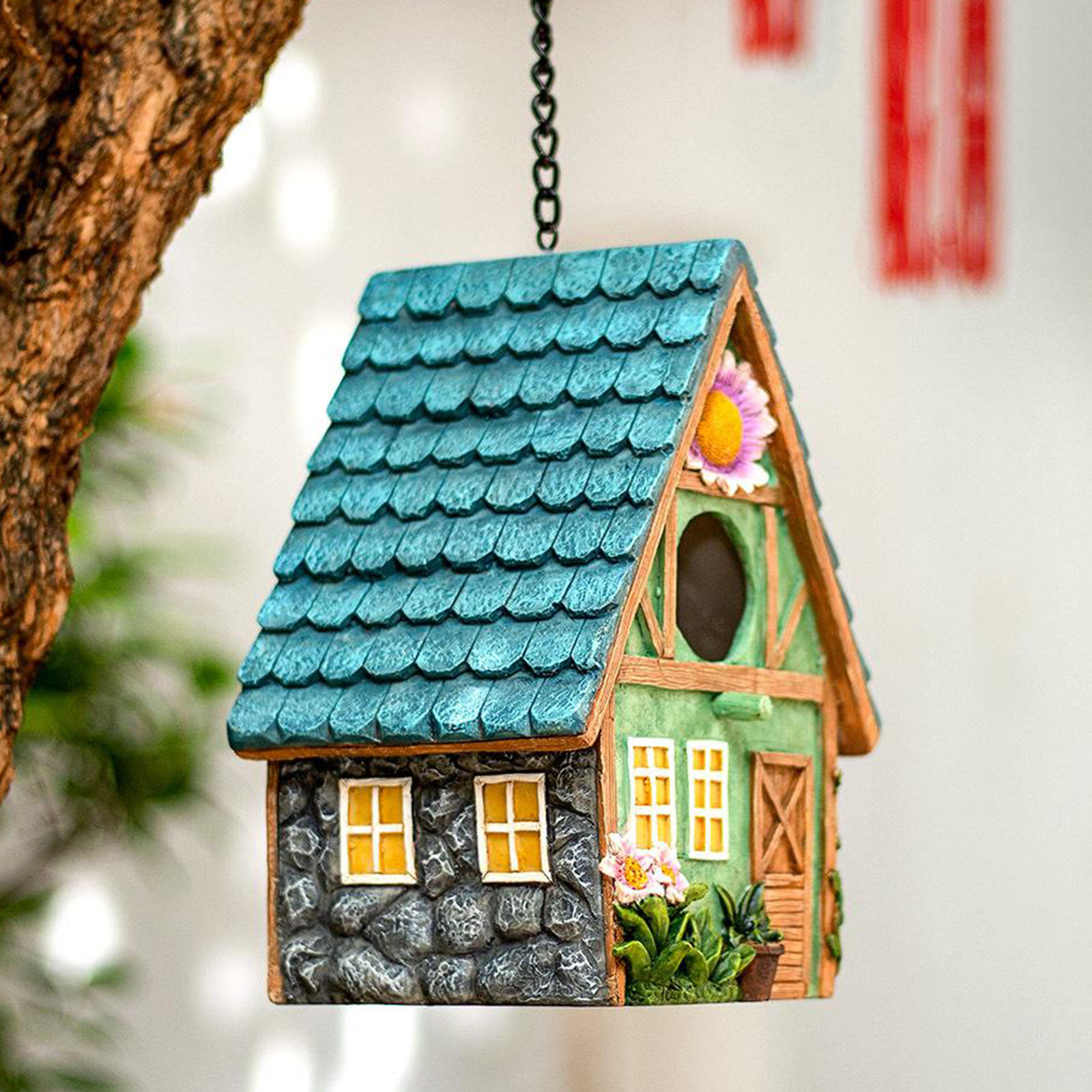 Hand-Painted ing Colourful Birdhouse Country Bird House for Small Birds