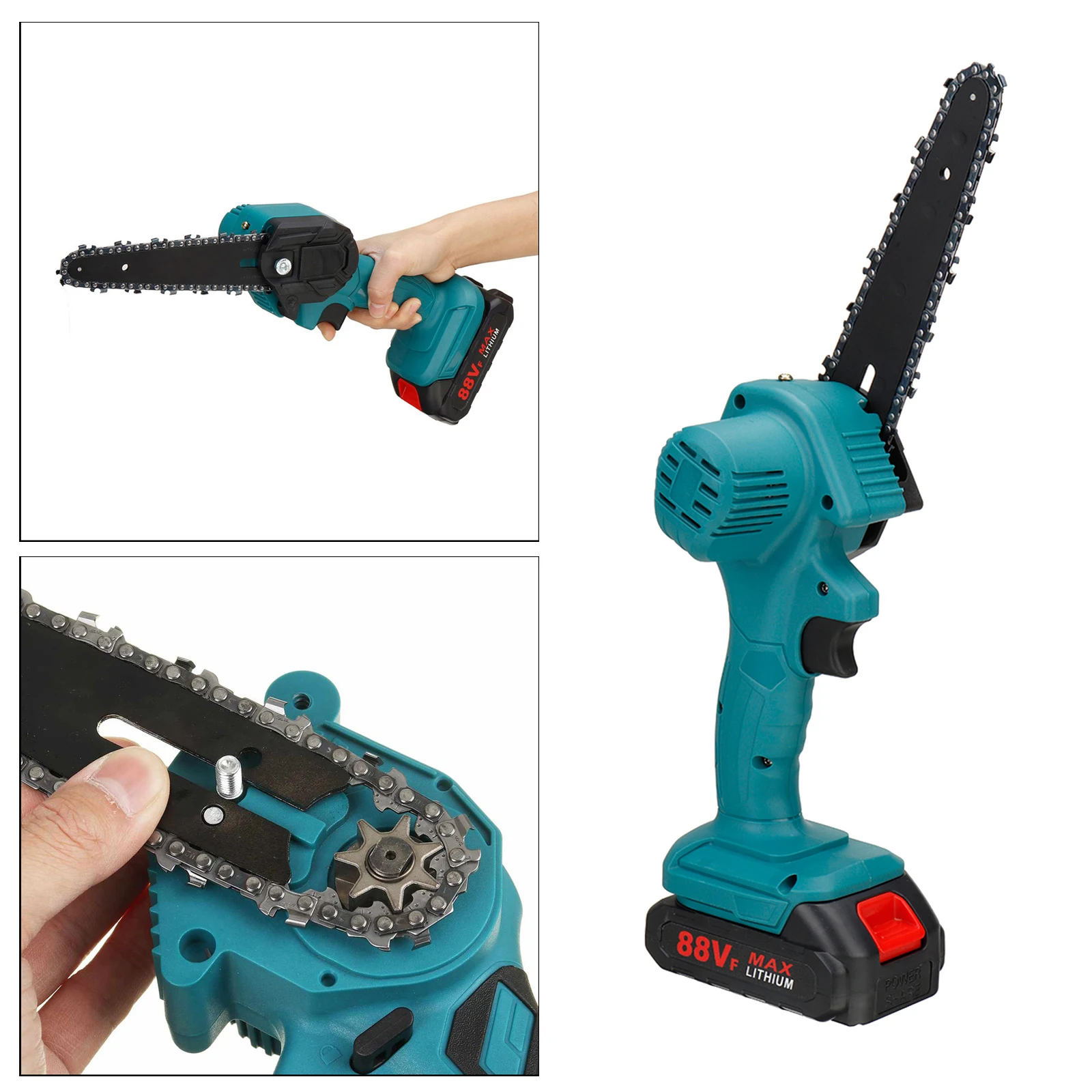 6`` Electric Chain Saw Mini 1200W Cutter One-Hand Saw with Battery Pruning Shears Wood Cutting