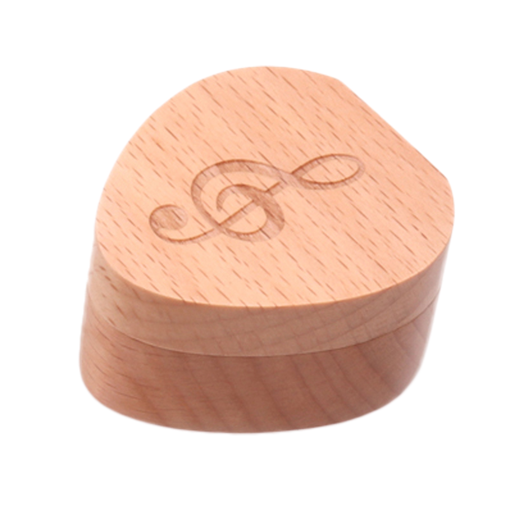 Wooden Heart Shaped Guitar Pick Holder Plectrum Box For Guitar Lovers Musical Gift