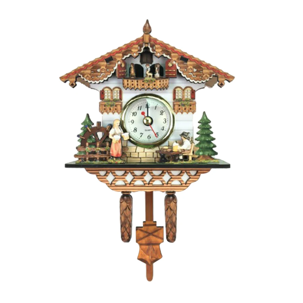 Wooden Cuckoo Clock Decorative Wall Clock with Quartz Movement Novelty Gifts