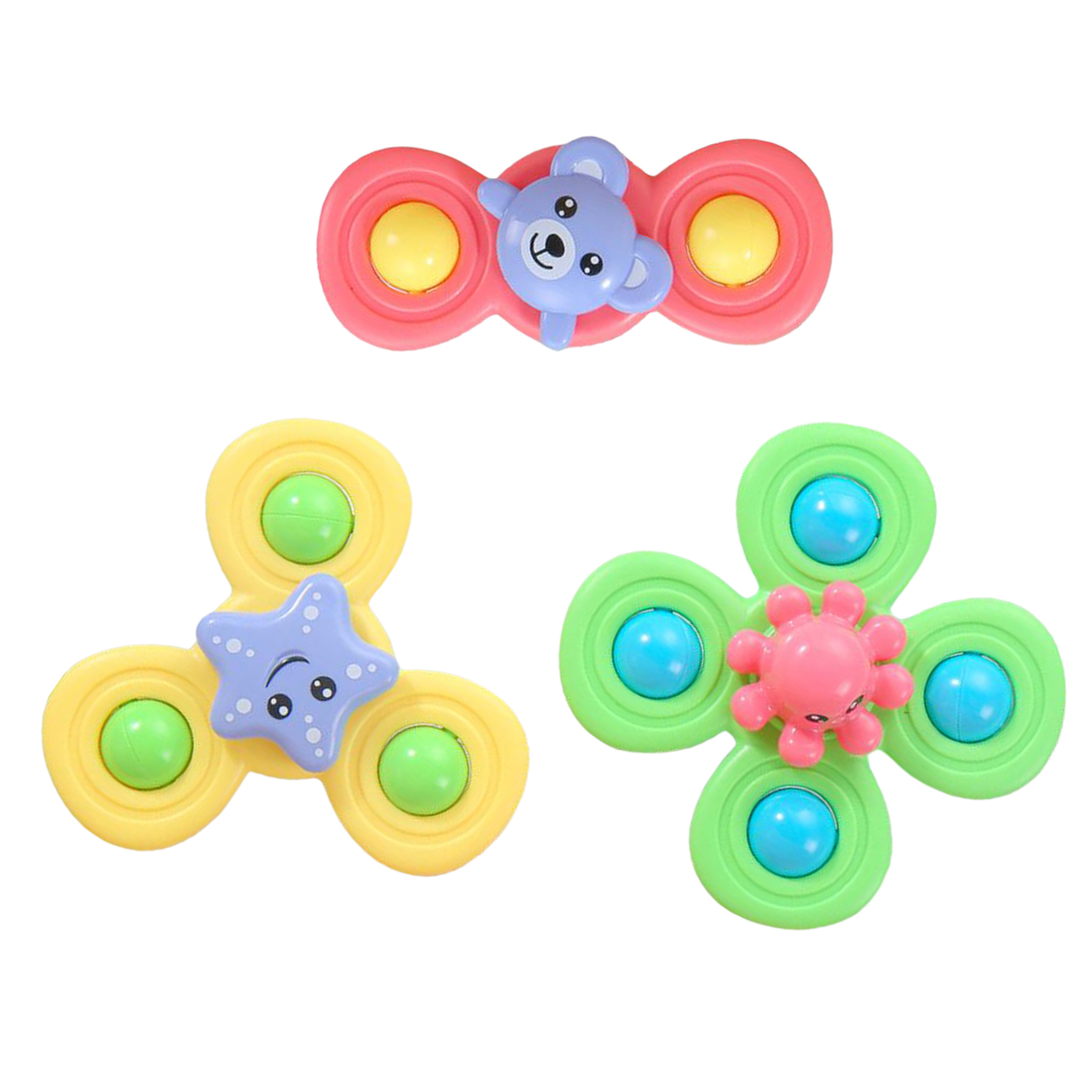 3x Interesting Baby Bath Toys Top Spin Spinning Top Sucker Toy Kids Gift