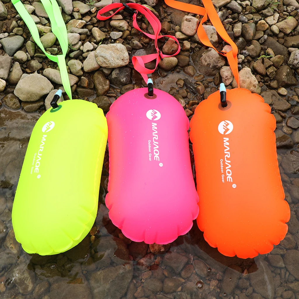 Portable Swim Buoy Tow Float Inflated Device Open Water Swimmers Triathletes