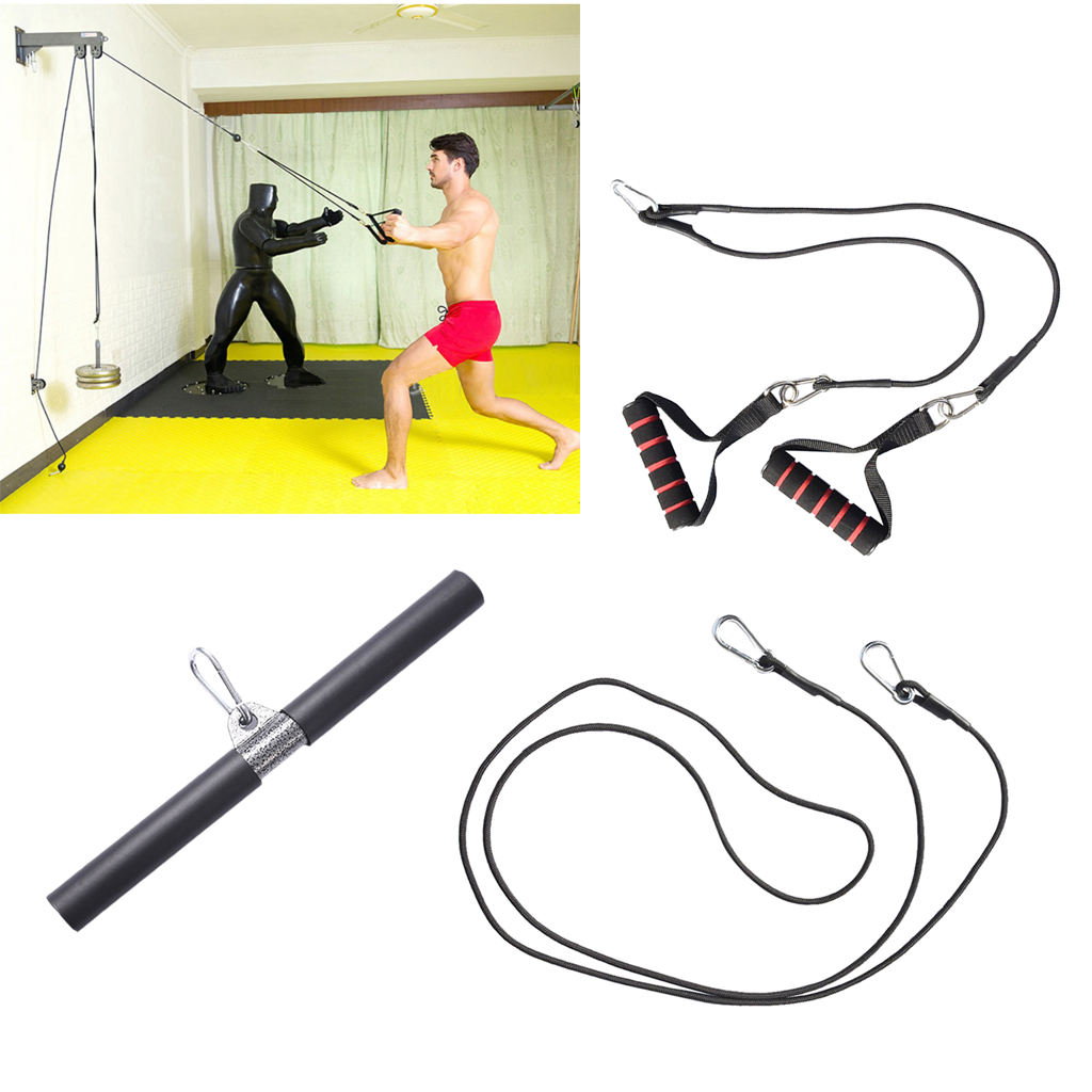 Home Pulley Cable Machine DIY  Foam Handle  Strap 2.5 Pull Down Rope