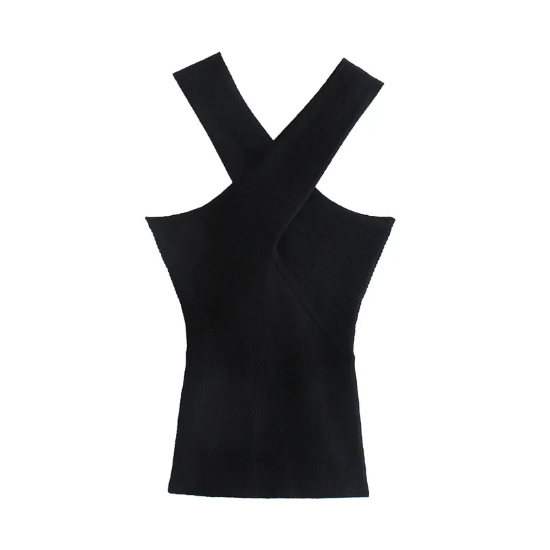 cheap bras Women Strappy Cross Over Front Cut Out Halter Neck Sleeveless Backless Crop Top Bandage Vest Sexy Knitted Tops Woman Clothes cotton camisole