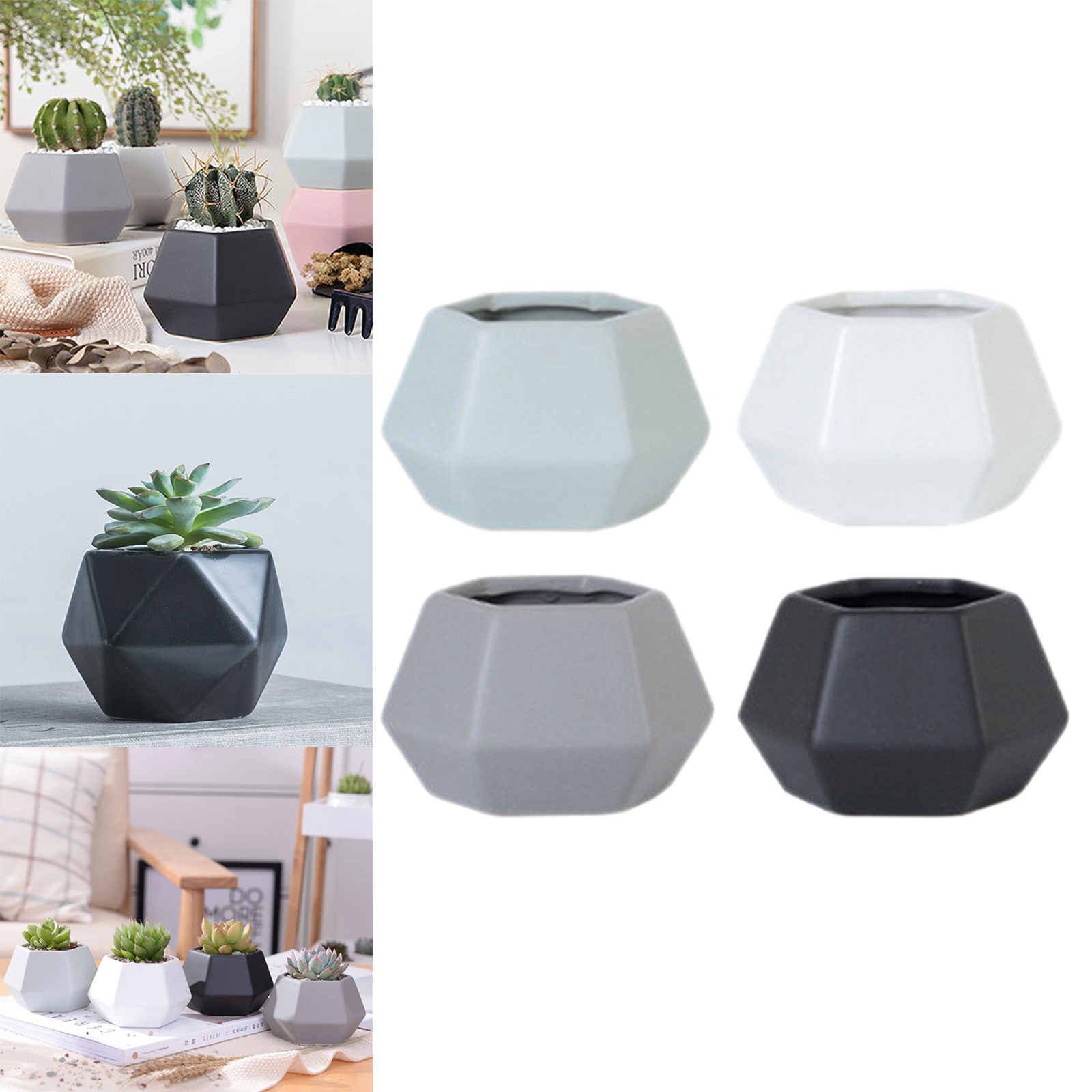 4PCS Mini Geometry Planter Pots for Home Office Window -Colorful (Plants NOT