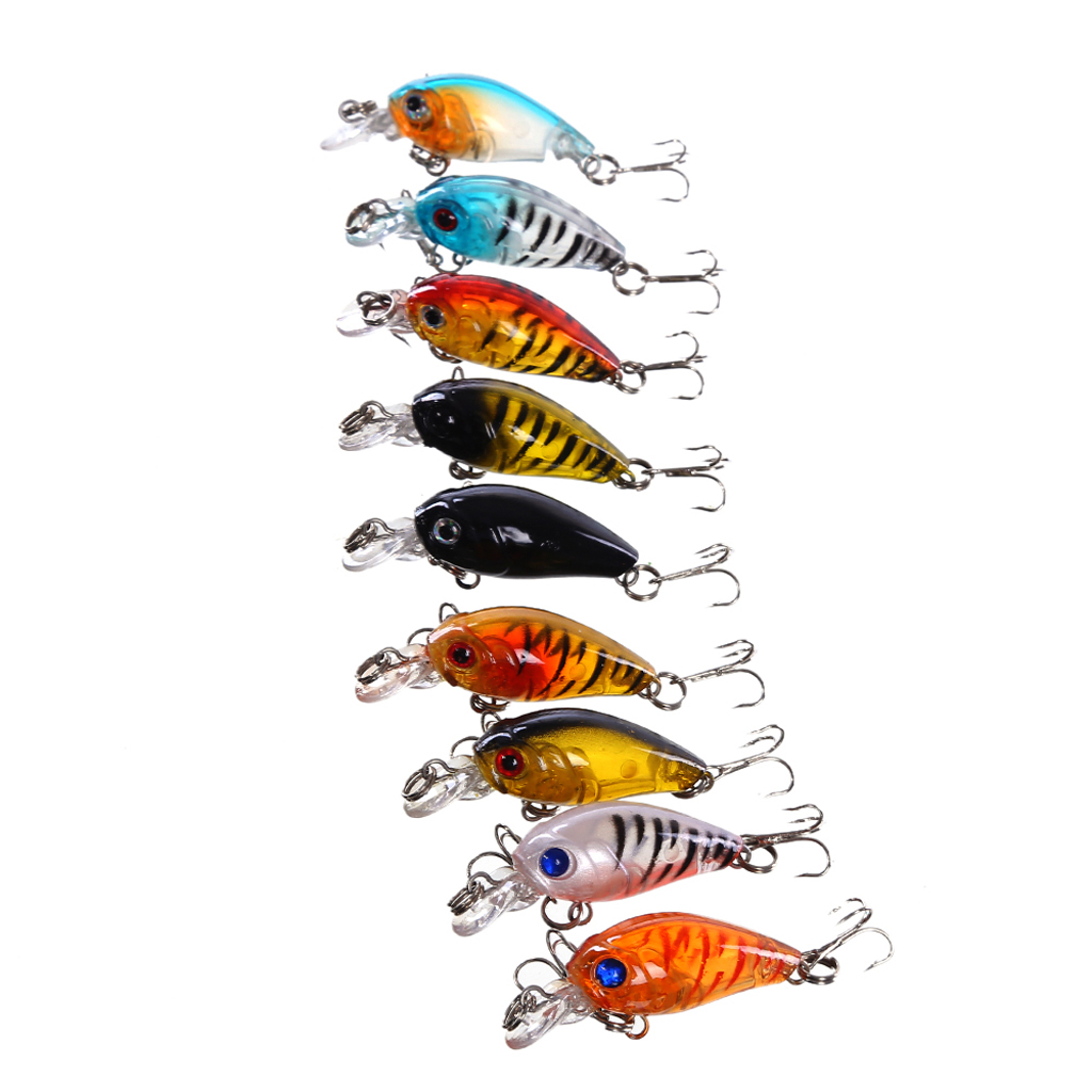 9 X Lifelike Minnow Fishing Lure 10# Hooks Fish  Tackle Crankbait