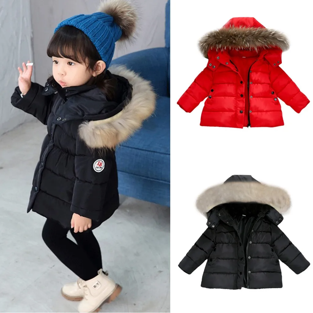 Girls Winter Coats Fur Hooded Warm Puffer Jacket Parka Coat for Girls 