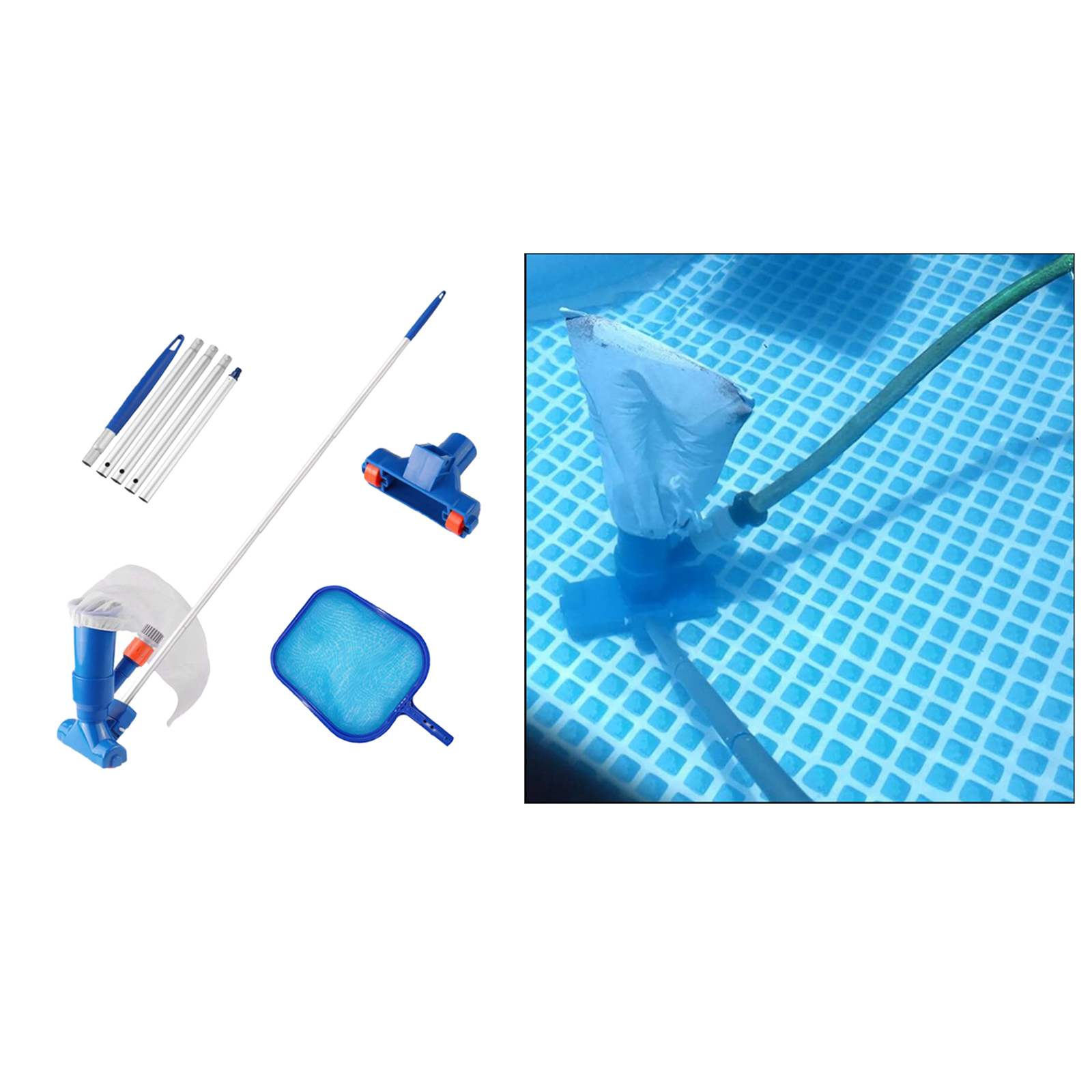 Pool Cleaning Maintenance Set Fine Mesh Net Vacuum Head Handle Hot Tub Underwater Fountain Pond Cleaning Kit Tool EU Standard