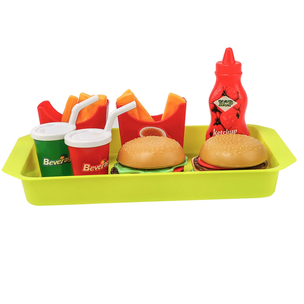 8 Pieces Simulation Fast Food Drinks Cuisine Kitchen Playset Kids Toy