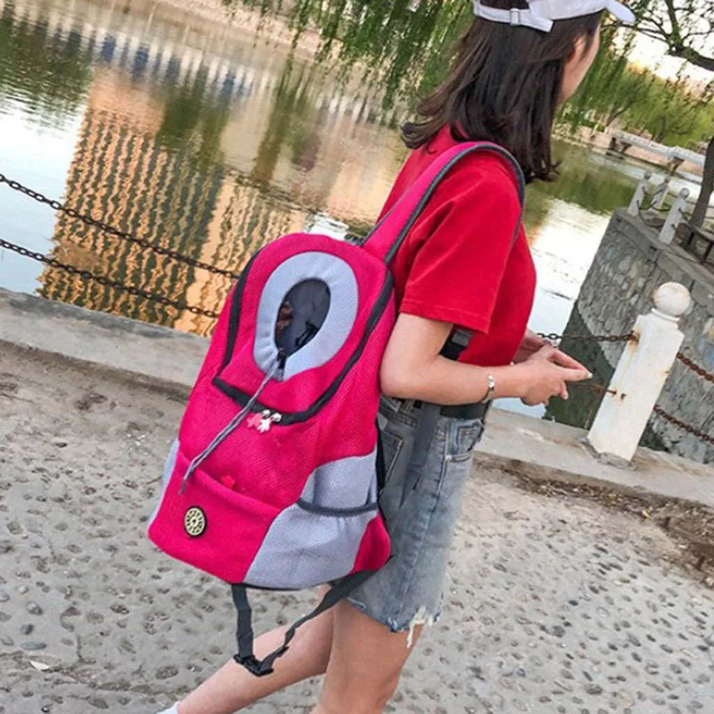 Pet Dog Carrier Pet Backpack Bag Portable Travel Bag Pet Dog Front Bag Mesh Outdoor Hiking Head Out Double Shoulder Sports