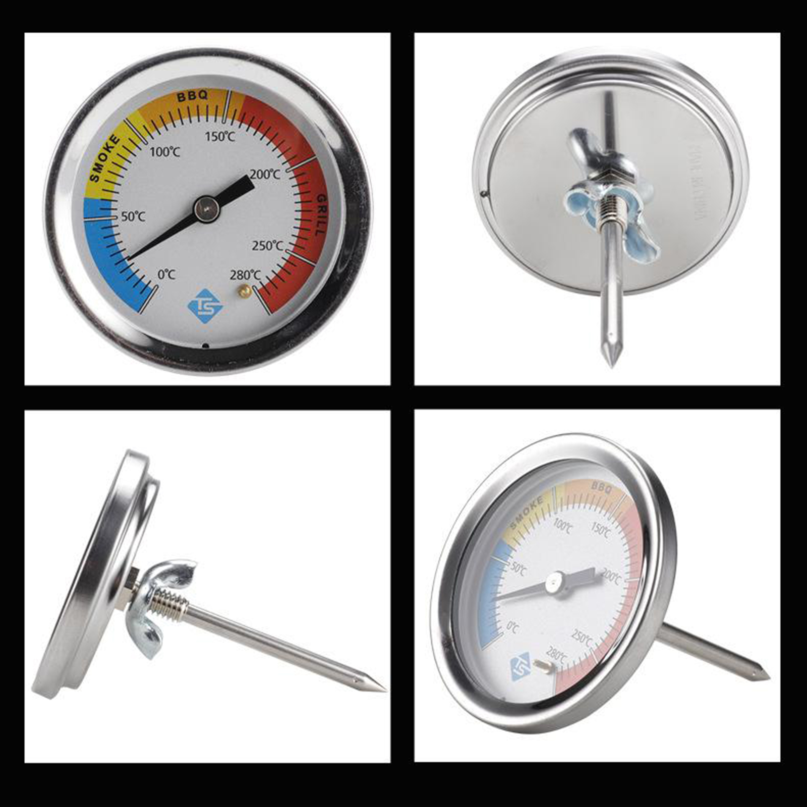 Stainless Steel Thermometer Measure Grill Temperature for Oven Kitchen