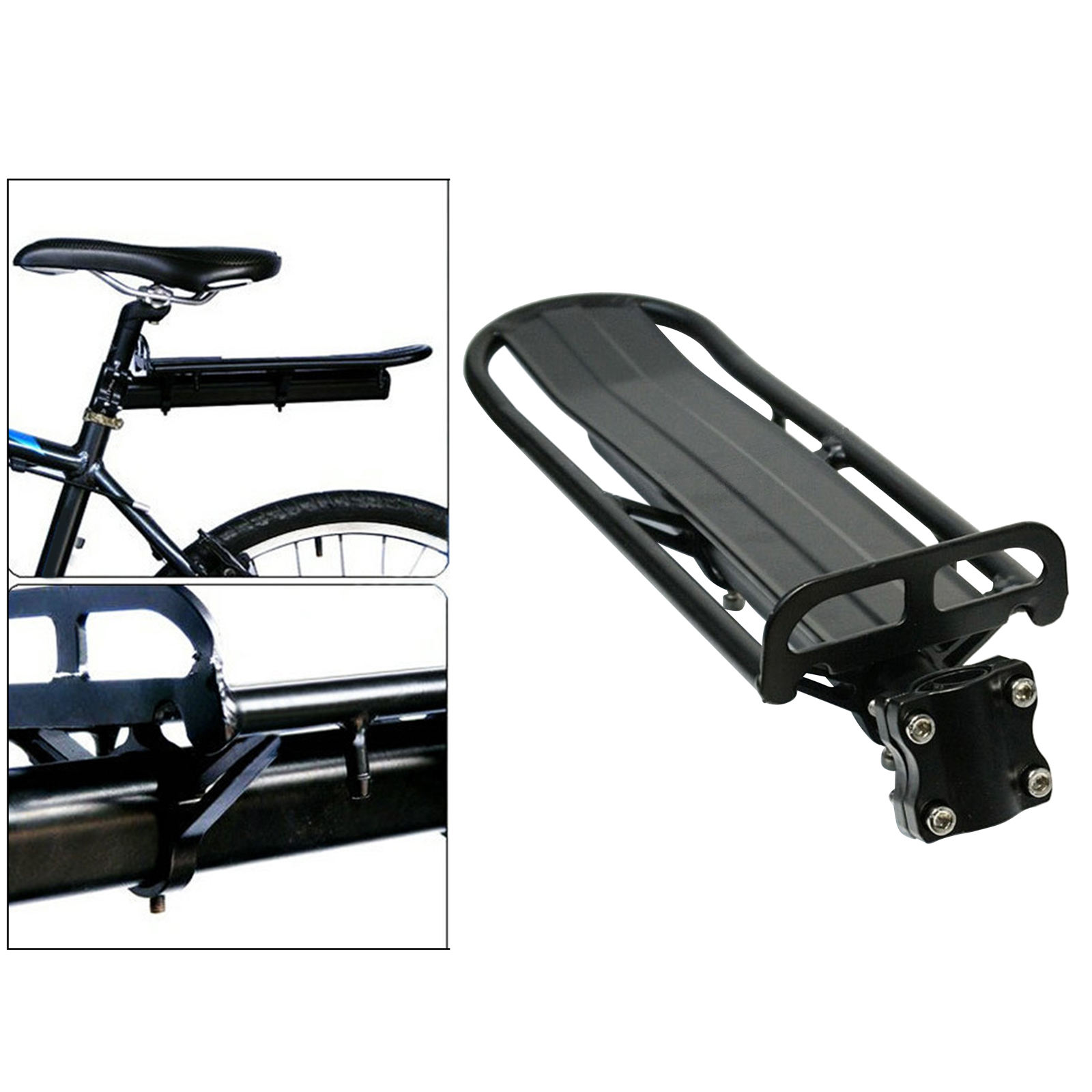 Aluminum Alloy Bike Rear Rack Seat Post Luggage Cargo Carrier Mount Black