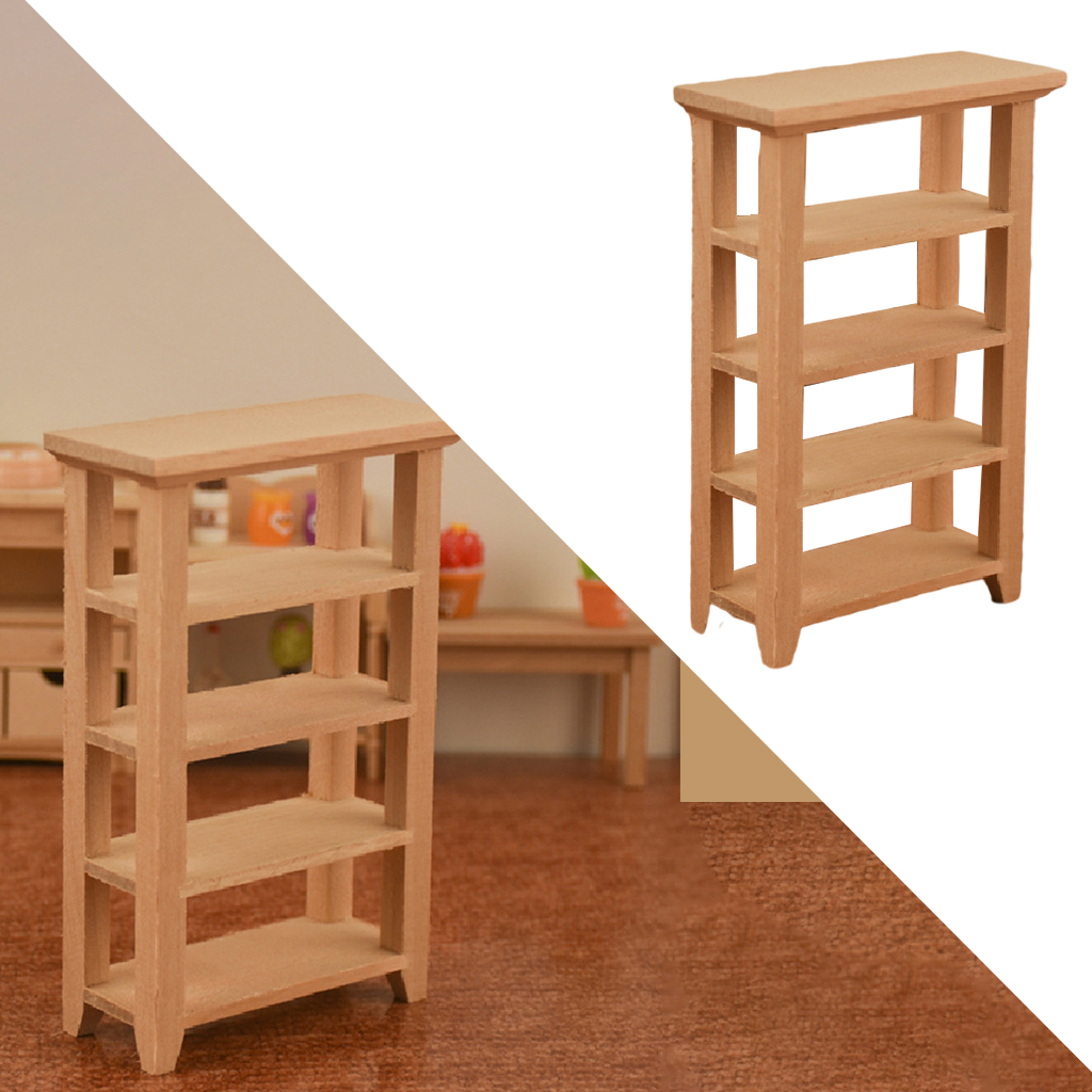 Simulation 1/12 Scale Mini Dollhouse Storage Cabinet Bookcase BJD Tiny Model Living Room Bedroom Decor Props